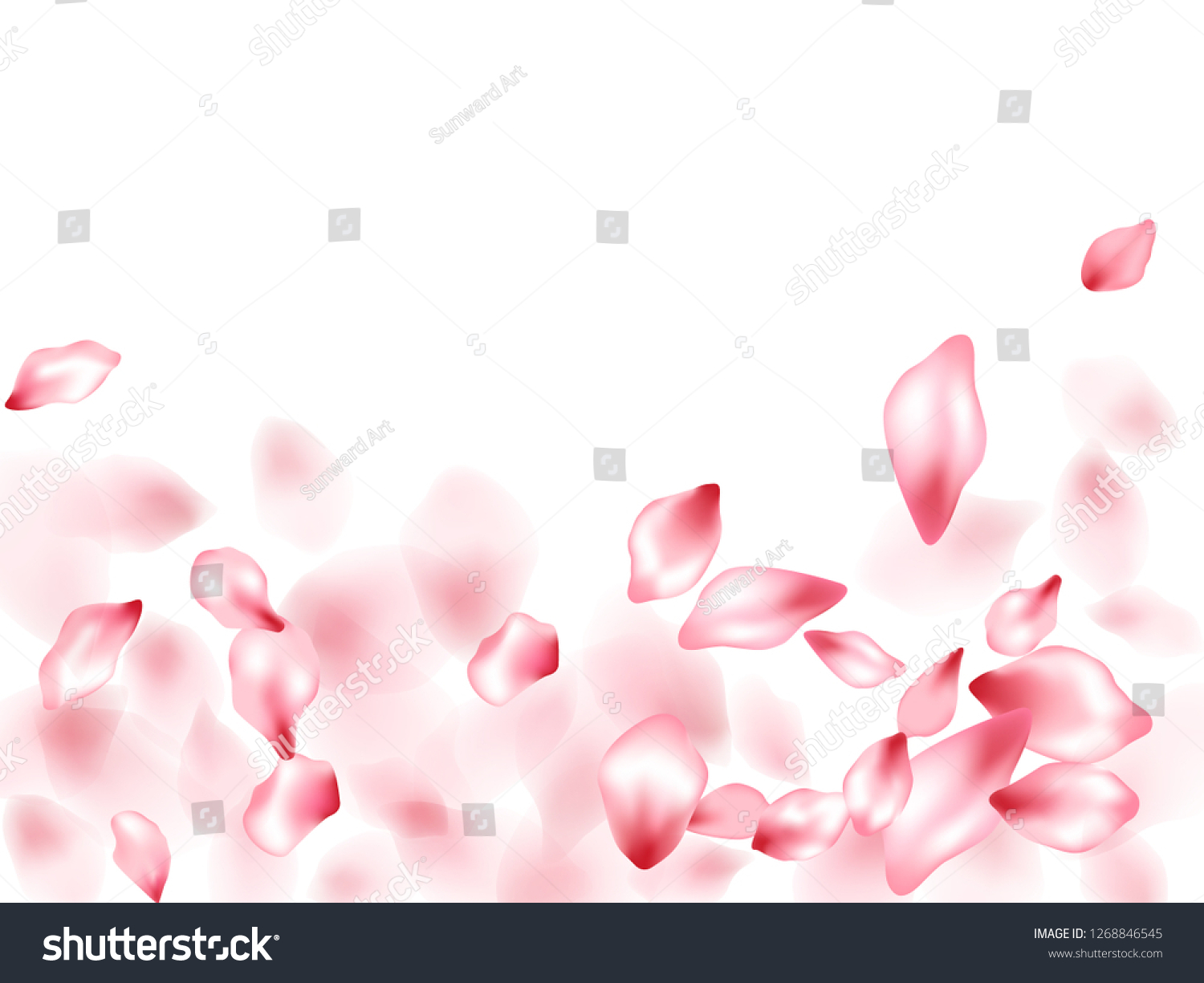 Pink Peach Flower Flying Petals Isolated Stock Vector (Royalty Free ...