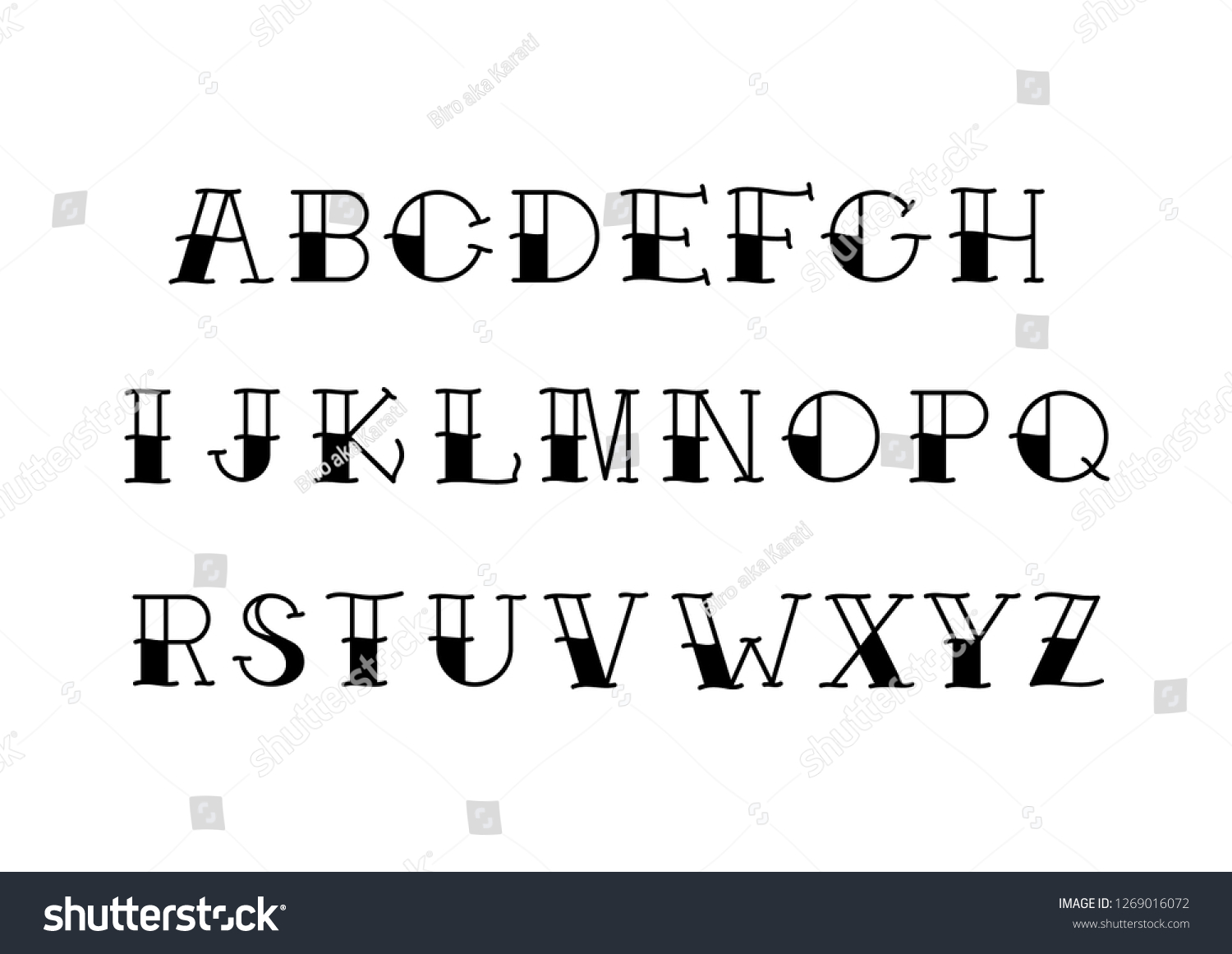 Traditional Tattoo Script Alphabet