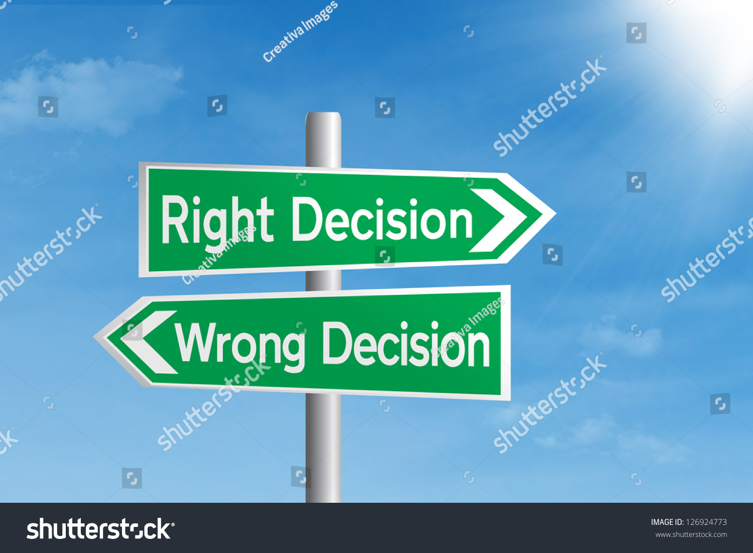 Road Sign Right Decision Vs Wrong Stock Illustration 126924773 ...