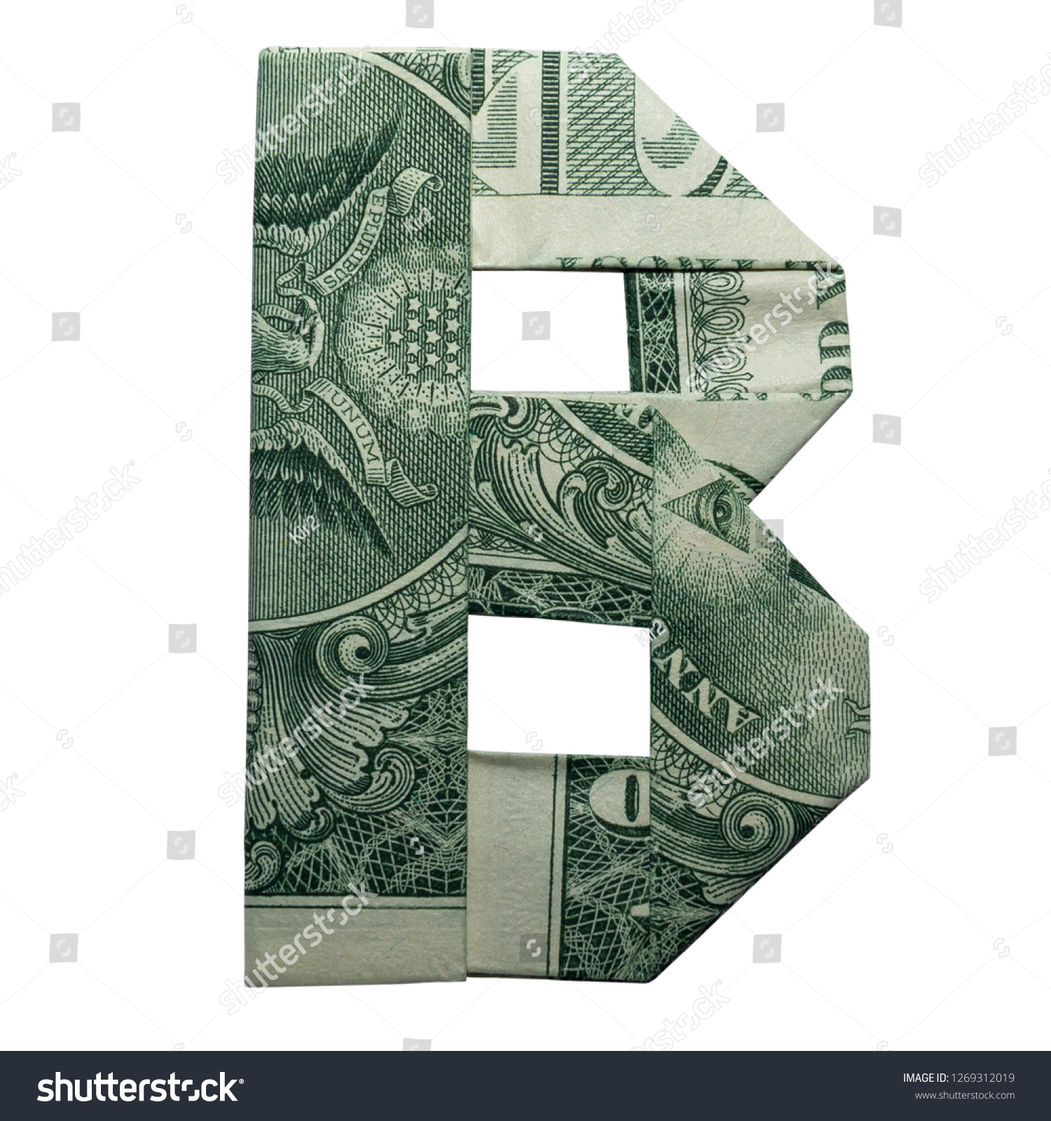 Money Origami Letter B Character Folded Stock Photo 1269312019 ...