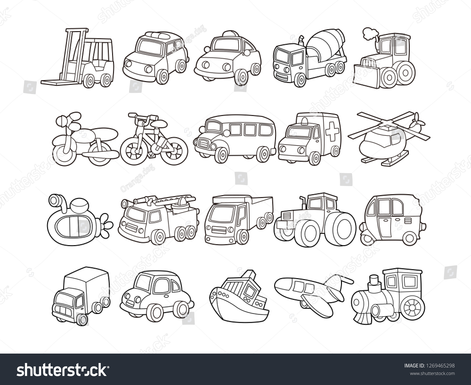 Black White Line Art Vector Cartoon Stock Vector (Royalty Free ...