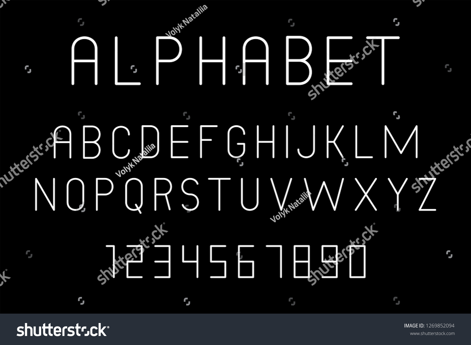 White Font Alphabet Isolated On Black Stock Illustration 1269852094 ...