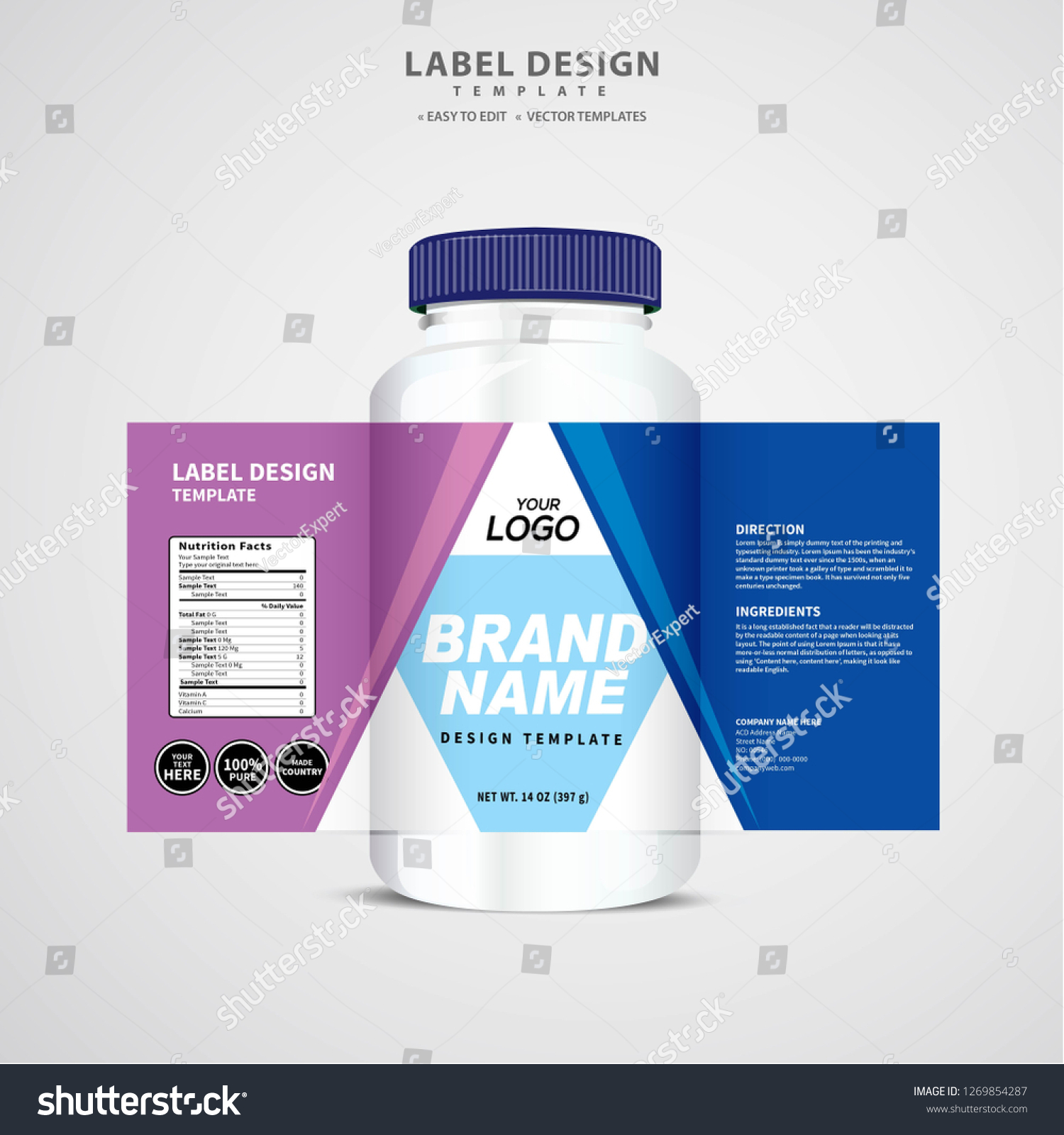 Bottle Label Package Template Design Label Stock Vector (Royalty Free ...