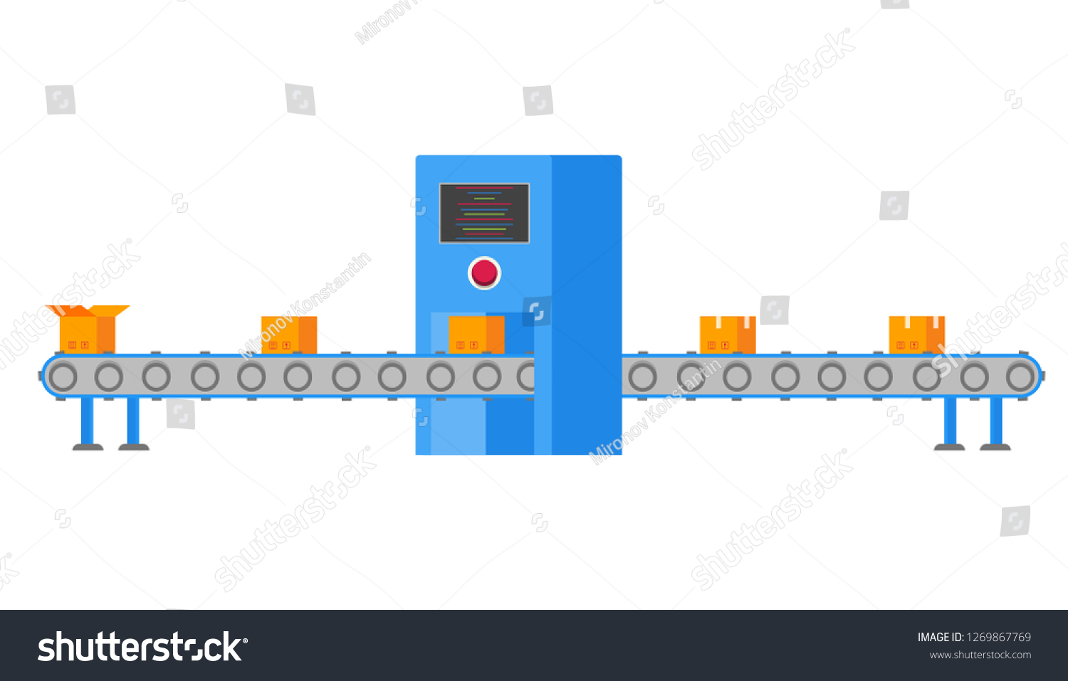 Industrial Factory Conveyor Belt On Packing Stock Vector (Royalty Free ...