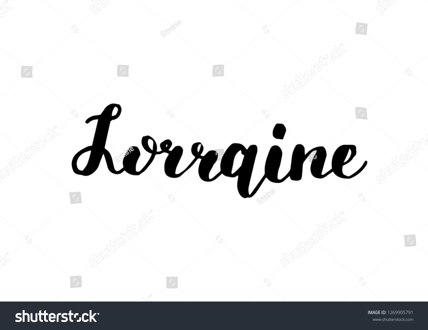 Female Name Lorraine Handwritten Lettering Black Stock Vector (Royalty