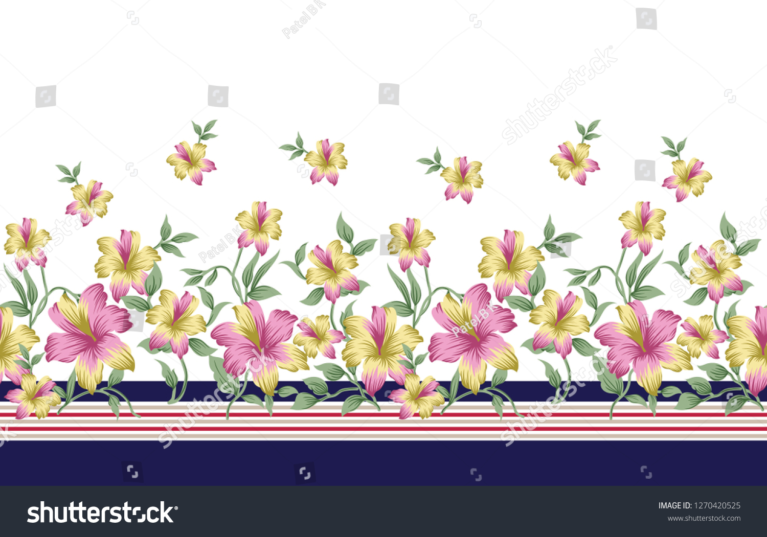 Seamless Vintage Flower Border Stock Vector Royalty Free 1270420525 Shutterstock 6755