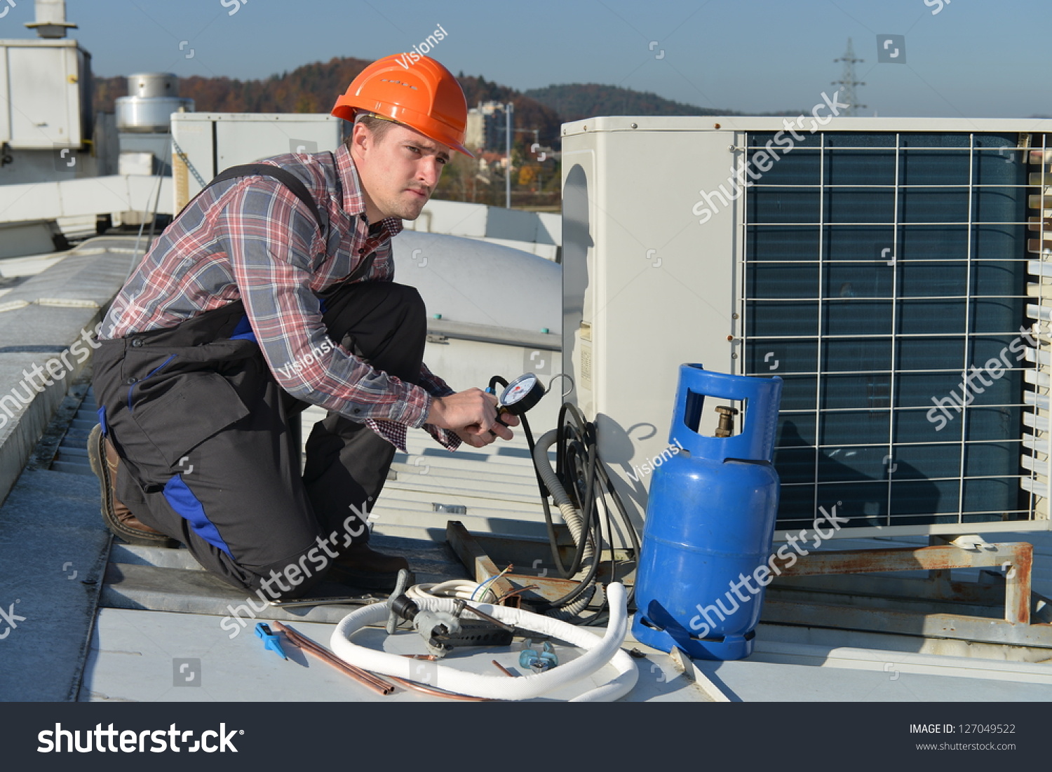 Air Conditioning Repair Young Repairman On Stock Photo 127049522 