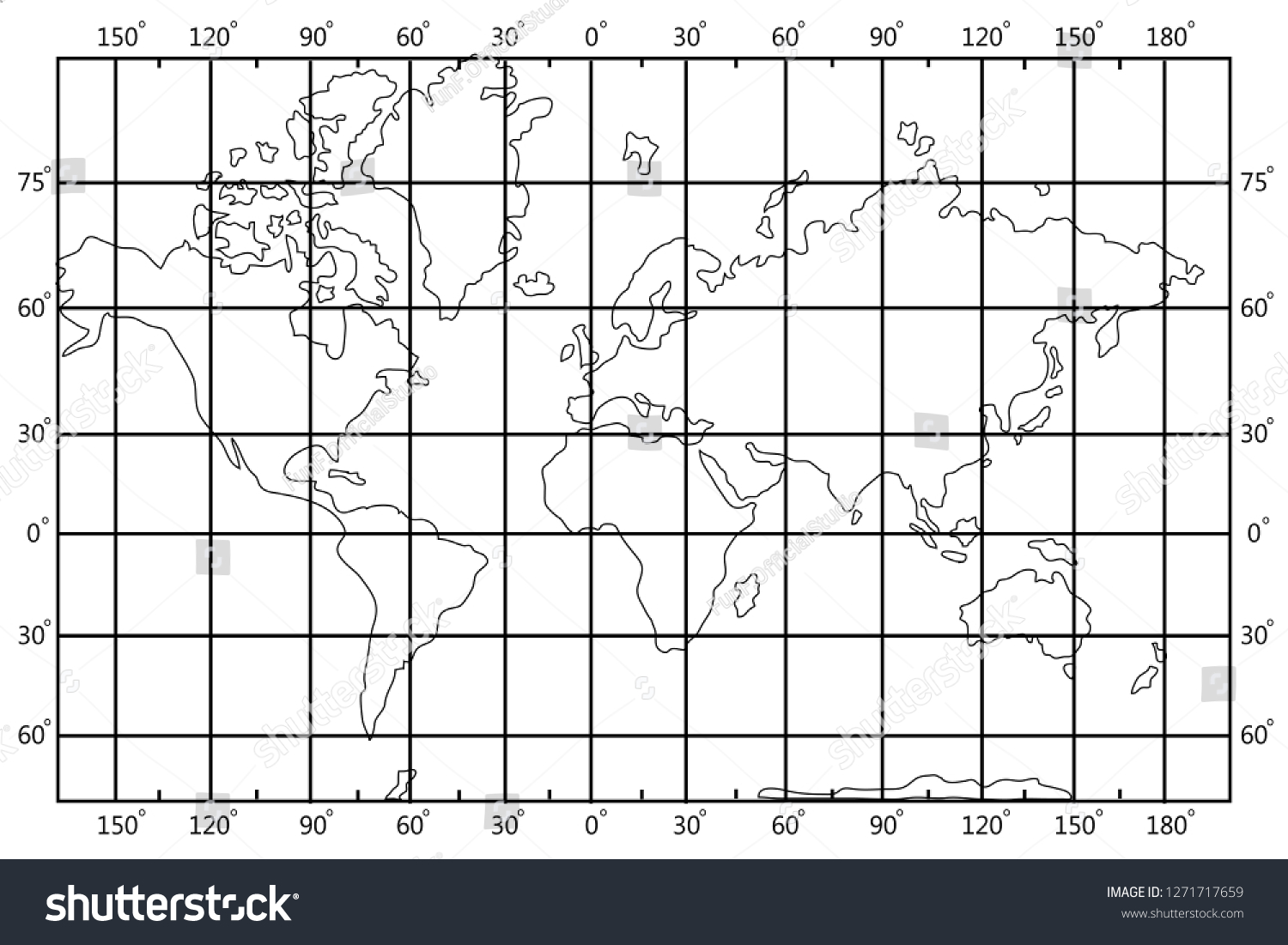 world latitude longitude map vector template stock vector royalty free 1271717659 shutterstock