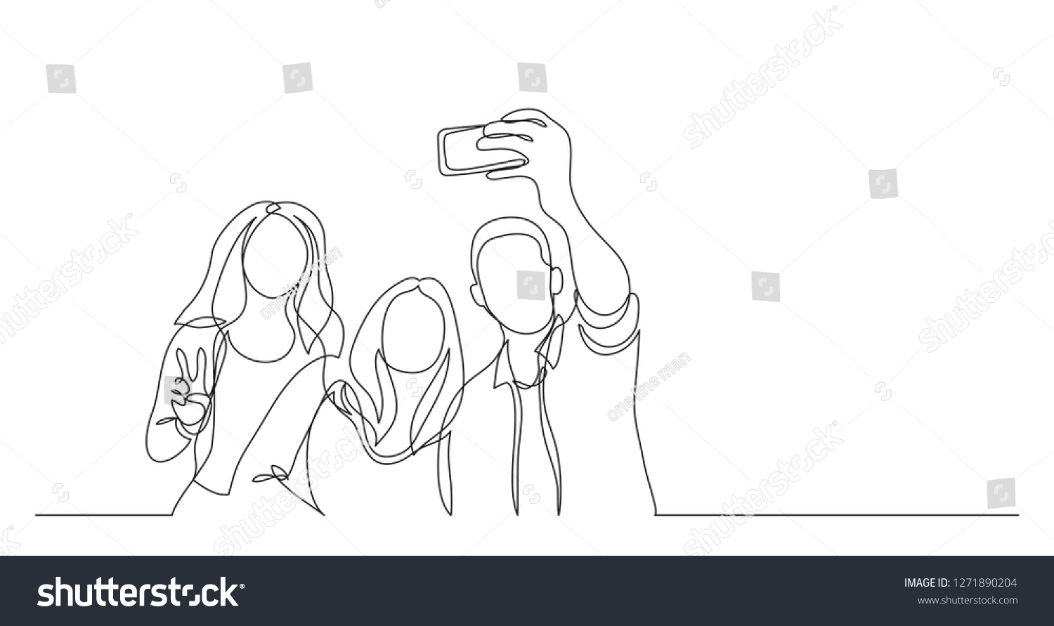 Group Happy Young Friends Making Selfie Stock Vector Royalty Free