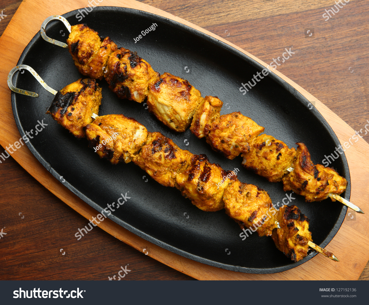 Indian Chicken Tikka Kebabs On Cast Stock Photo 127192136 | Shutterstock