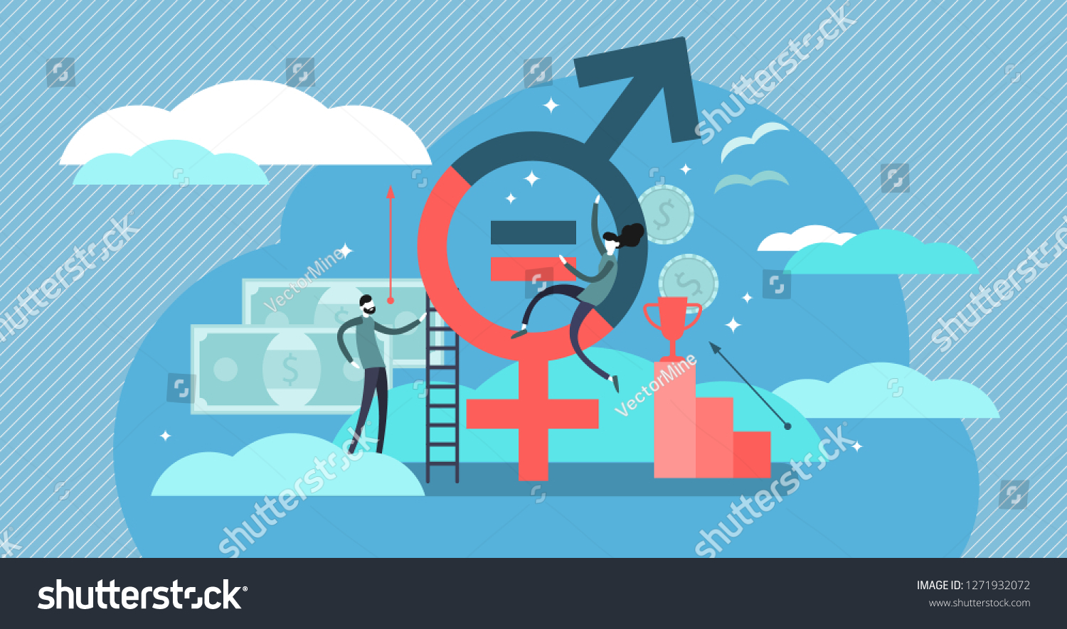 Vektor Stok Ilustrasi Vektor Kesetaraan Gender Flat Orang Tanpa Royalti 1271932072 Shutterstock