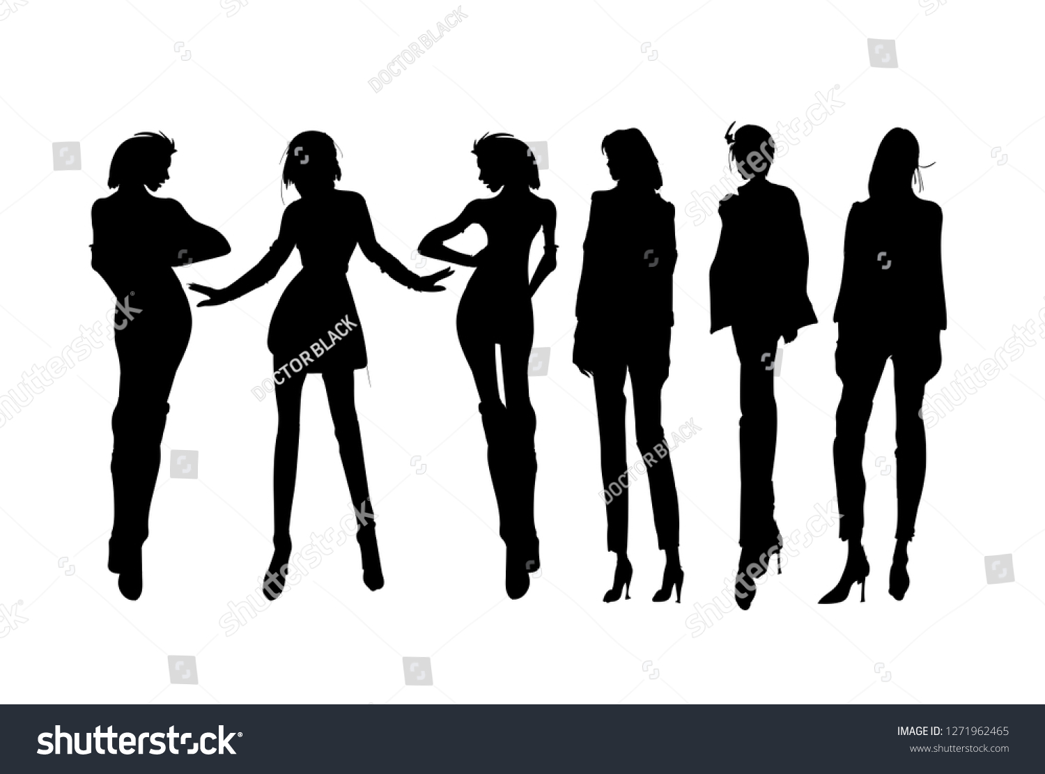 Silhouettes Fashion Girls Fashion Illustration Silhouettes Stock Vector ...