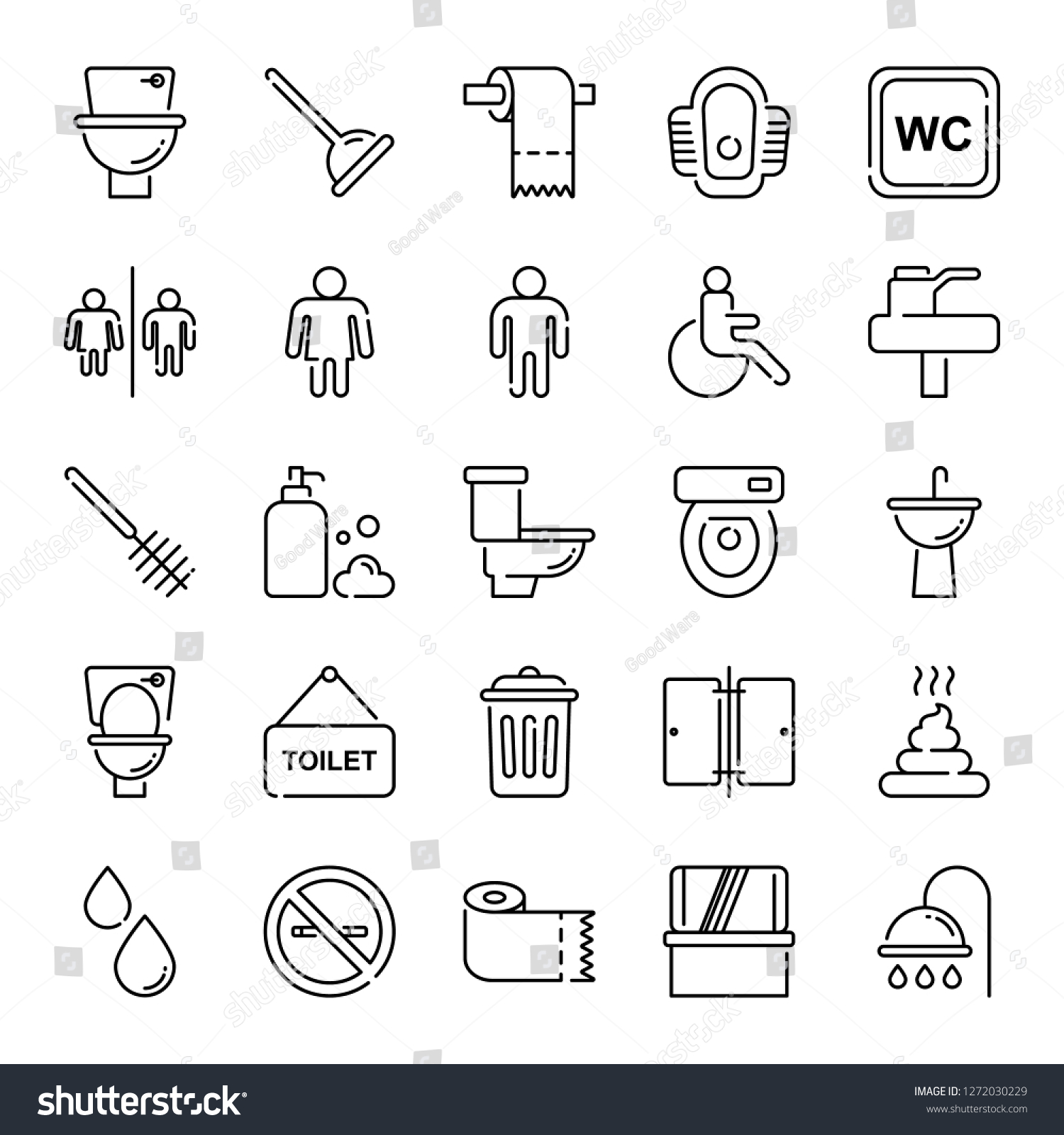 Toilet Icons Pack Isolated Toilet Symbols Stock Vector (royalty Free 