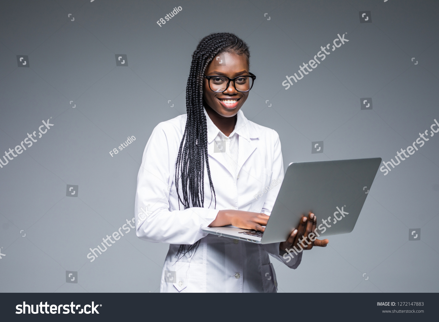 Beautiful African American Woman Doctor Nurse Stock Photo 1272147883 ...