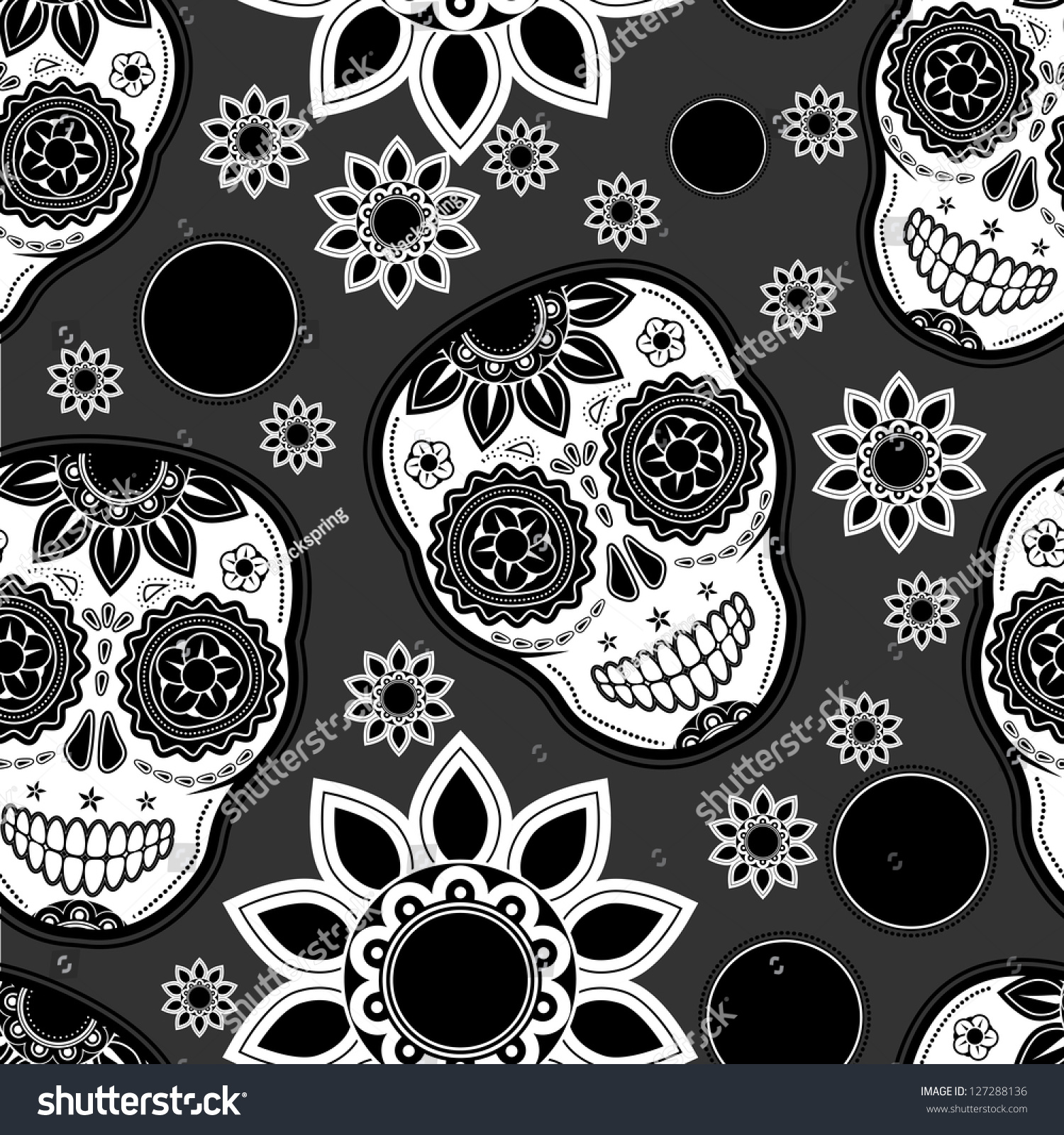 Sugar Skull Seamless Pattern Stock Vector Royalty Free 127288136