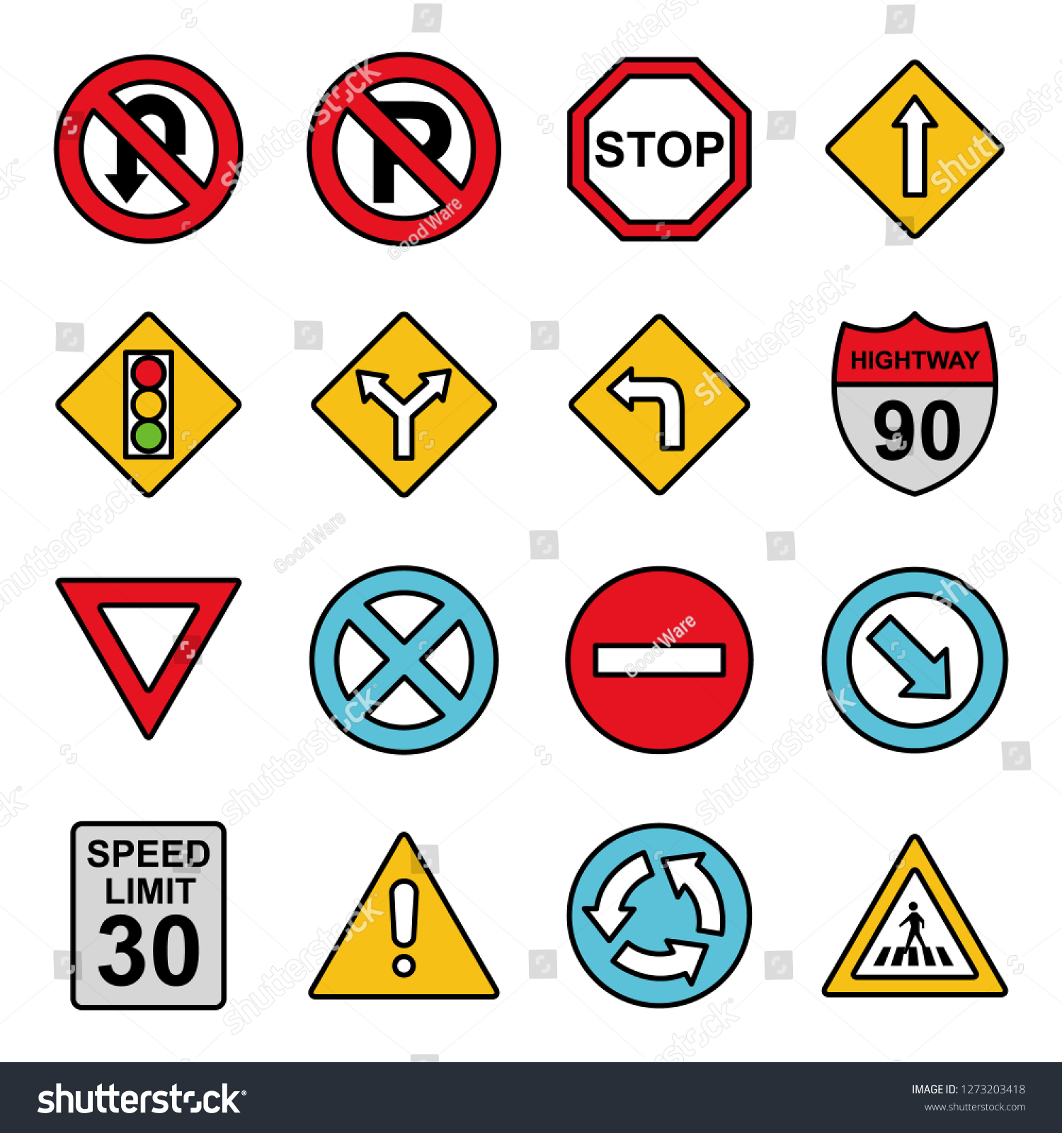 Street Sign Icons Pack Isolated Street Stock Vector (Royalty Free ...