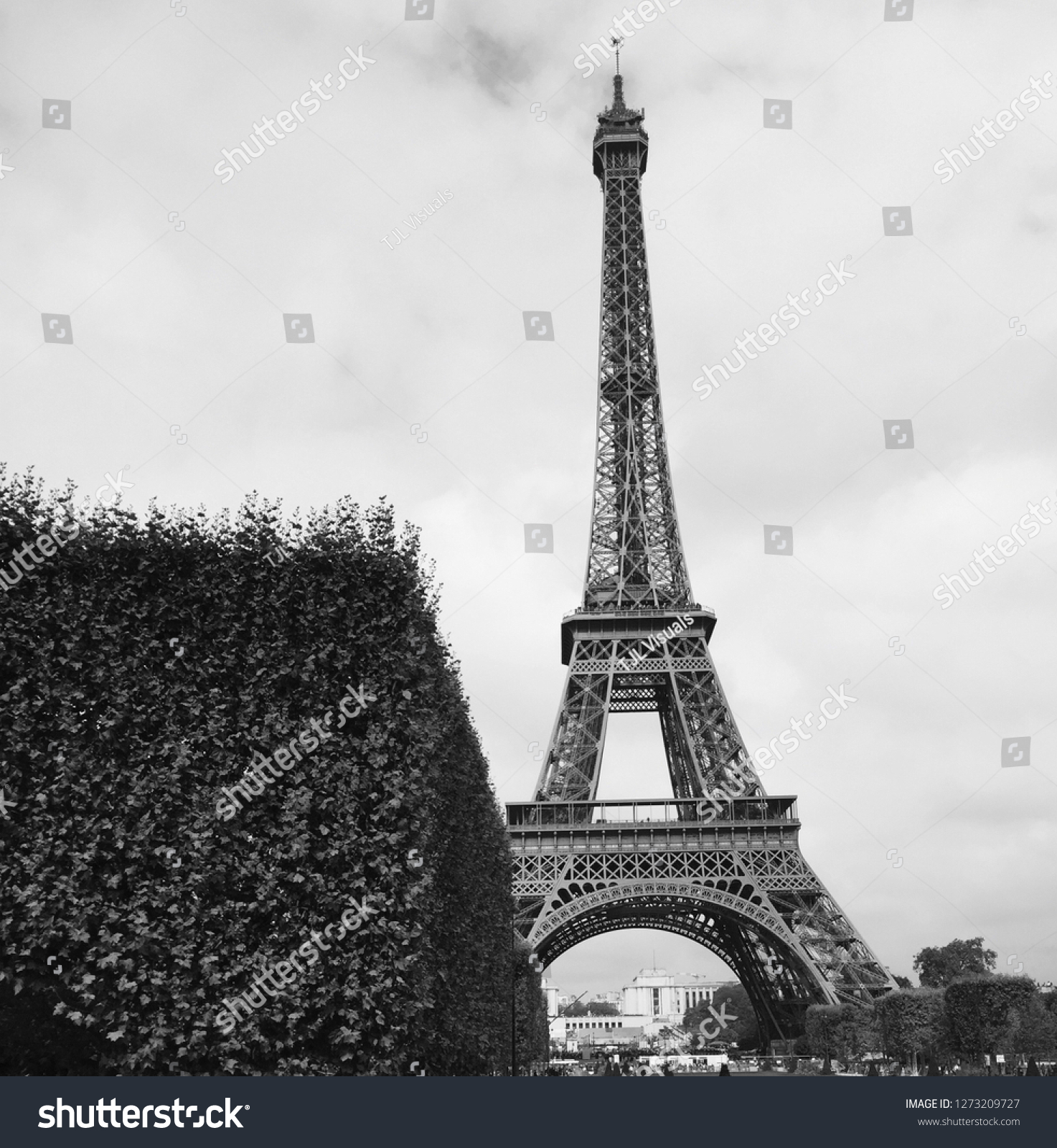Eiffel Tower Black White Stock Photo 1273209727 Shutterstock Stock Photo Eiffel Tower In Black White 1273209727