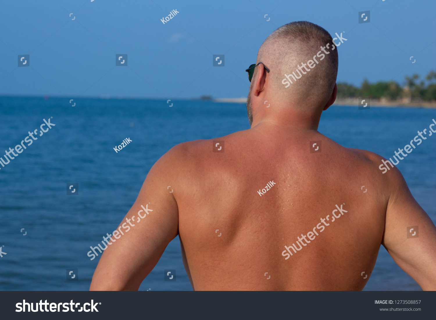 Tanned Man Nude Torso Sunglasses Posing Stock Photo Shutterstock