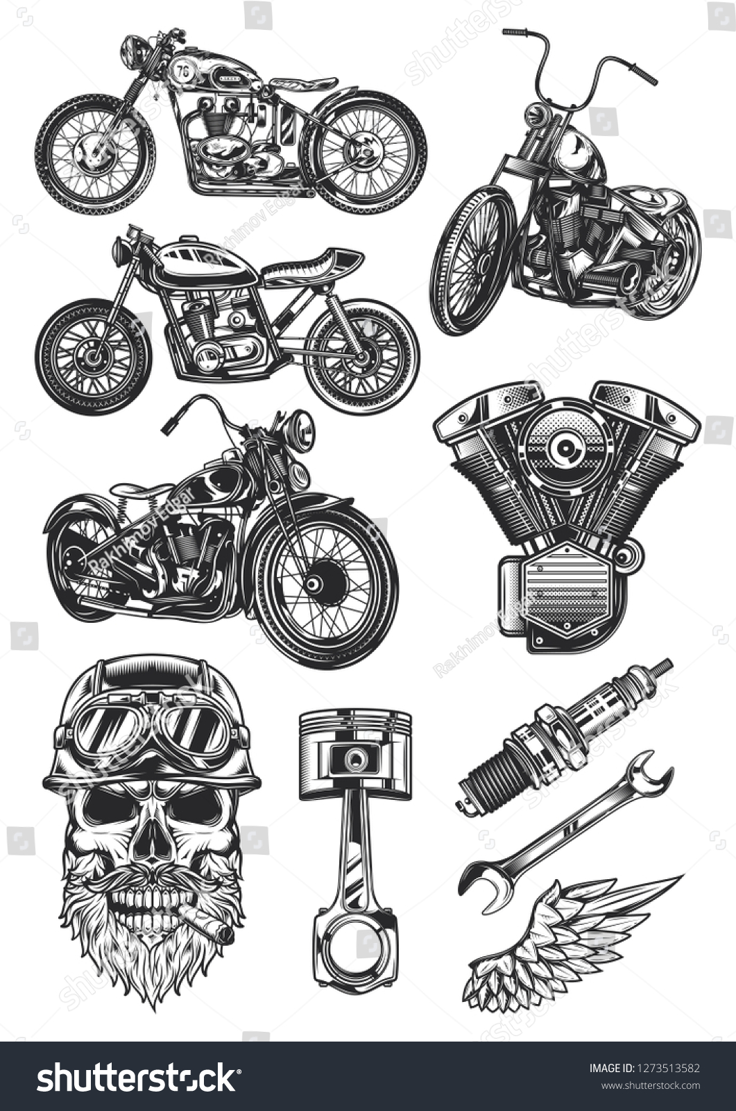 Original Motorcycle Set Highquality Vector Illustrations Stock Vector ...