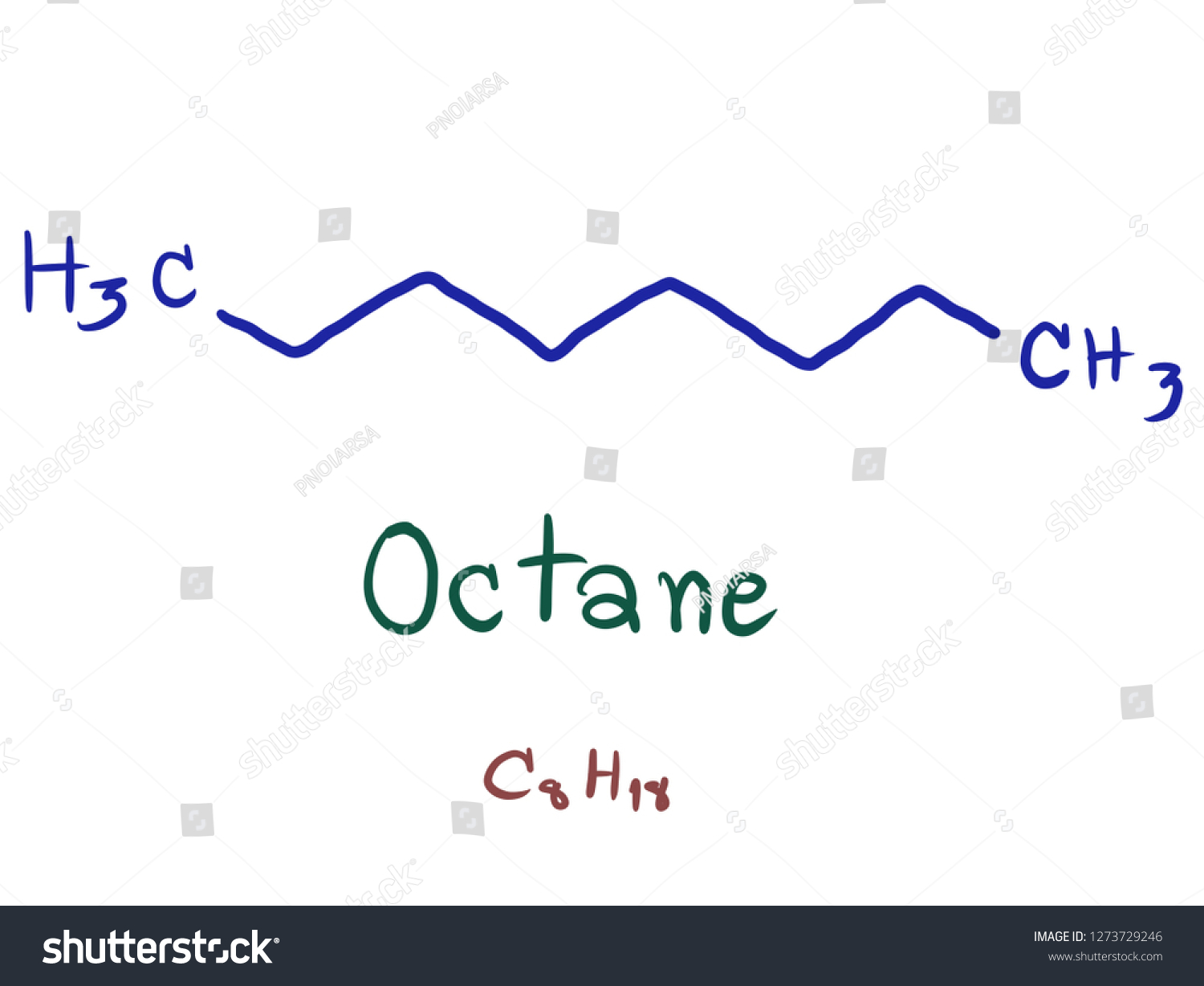 Octane Hydrocarbon Alkane Chemical Formula C8h18 Stock Illustration 1273729246 Shutterstock 3641