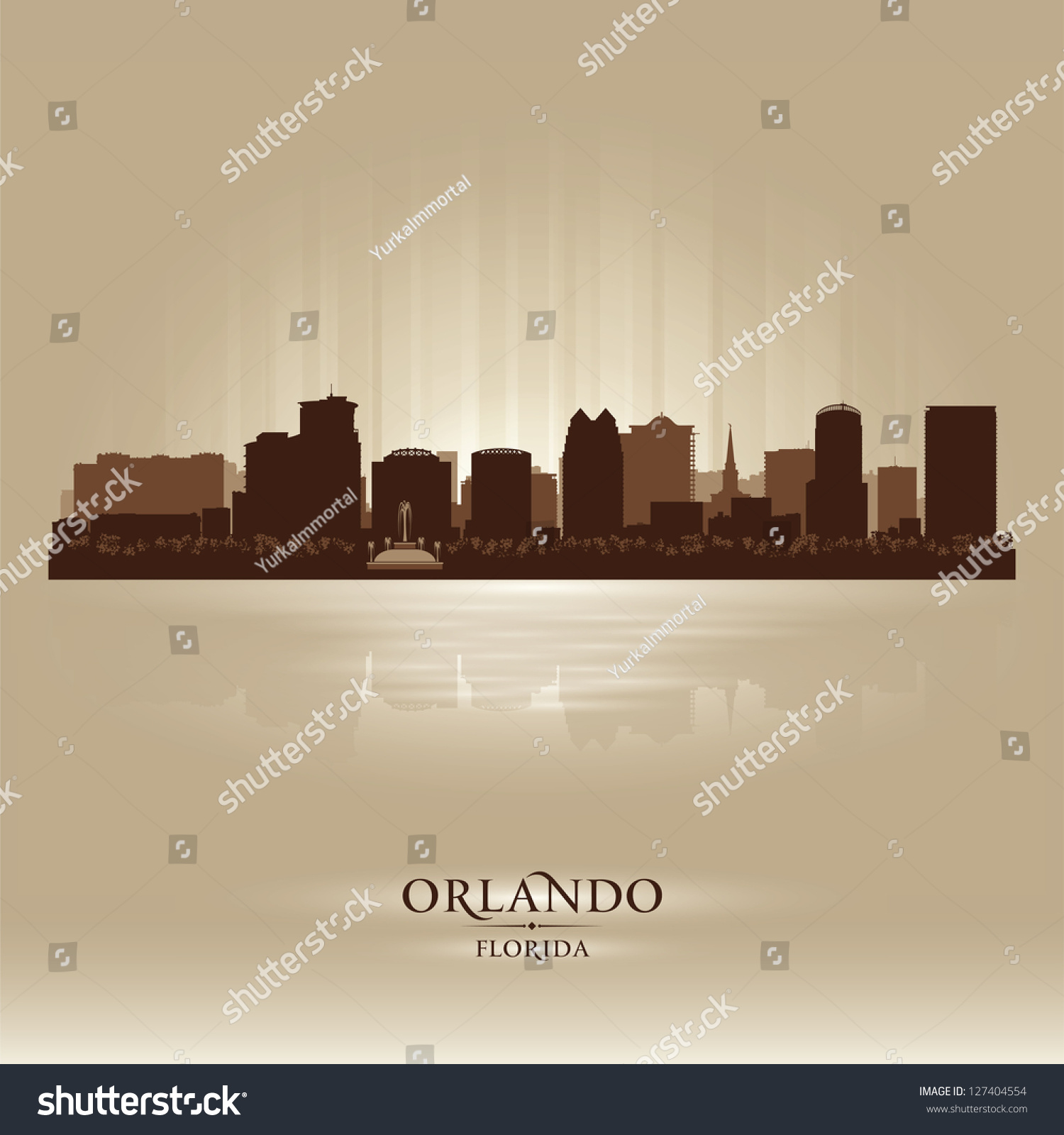 Orlando Florida Skyline City Silhouette Stock Vector (Royalty Free ...