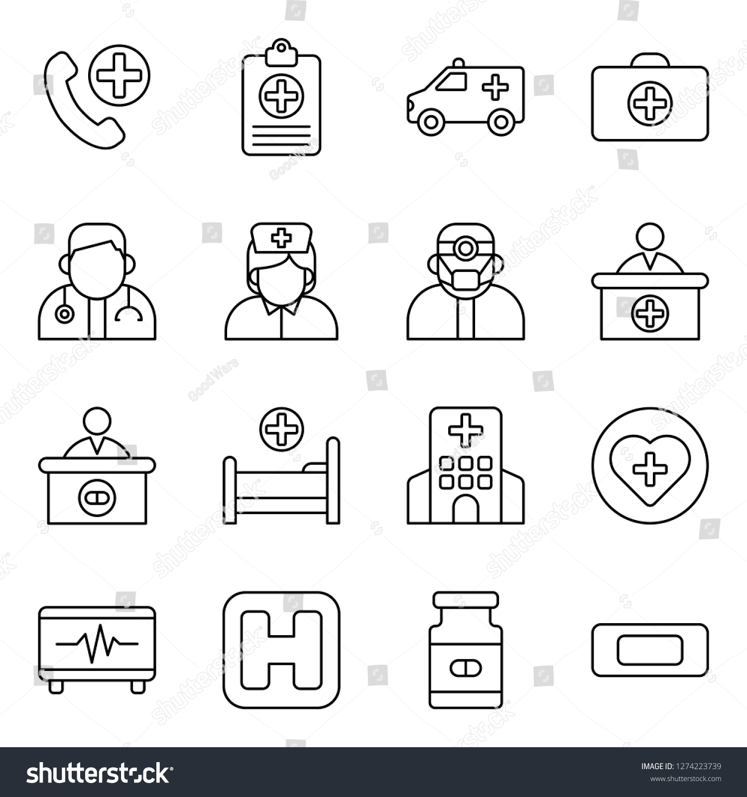 Medical Medical Staff Icons Pack Isolated Stock Vector (Royalty Free ...