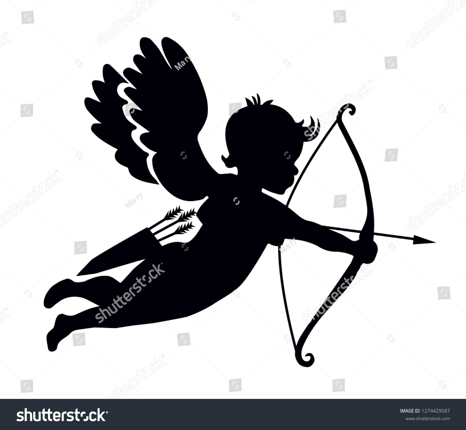 Silhouette Shooting Cupid Stock Vector Royalty Free 1274429587 Shutterstock 9987