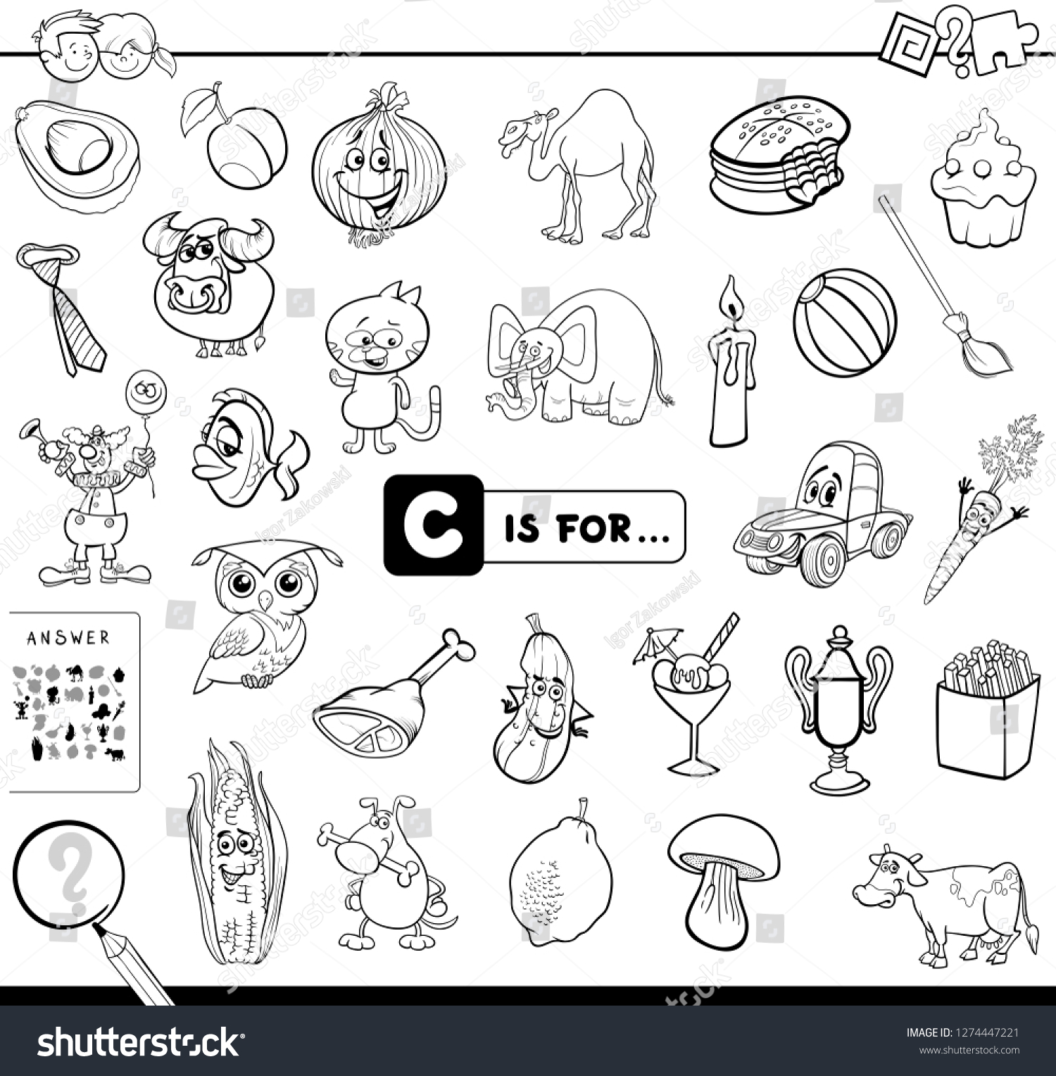 Black White Cartoon Illustration Finding Picture Stock Vector (Royalty ...