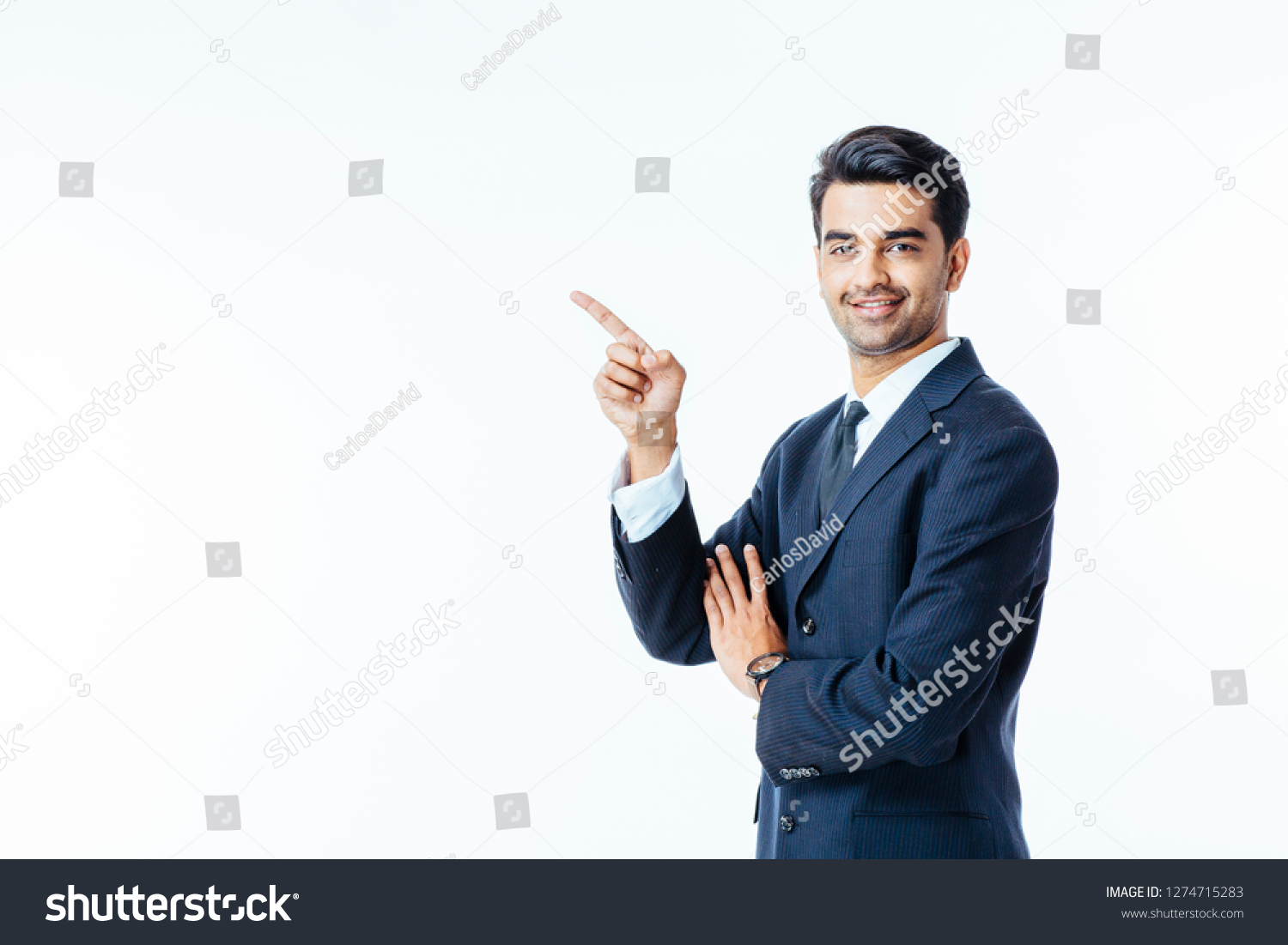 Portrait Smiling Successful Businessman Black Suit Stock Photo ...