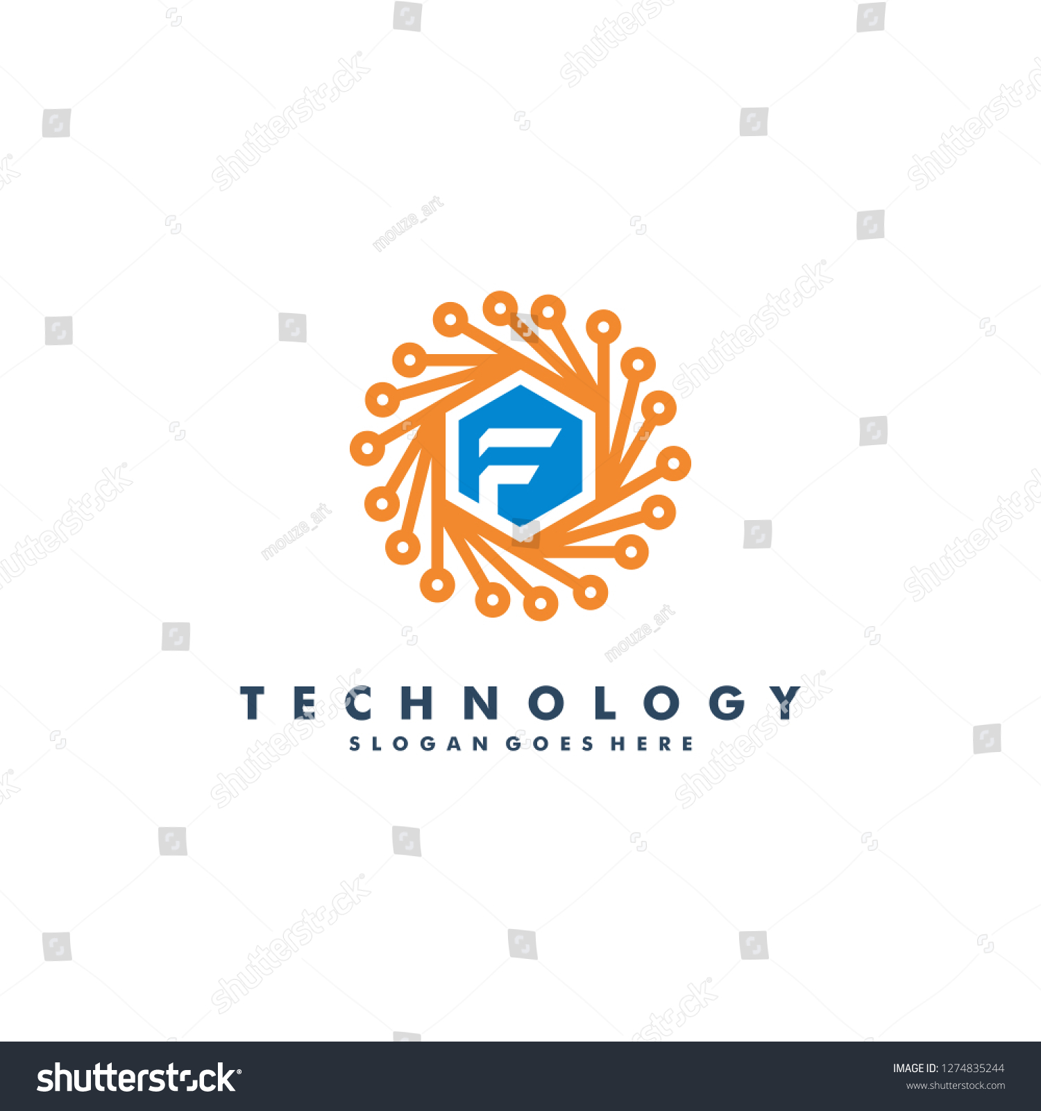 Letter F Technology Logo Template Vector Stock Vector (Royalty Free ...