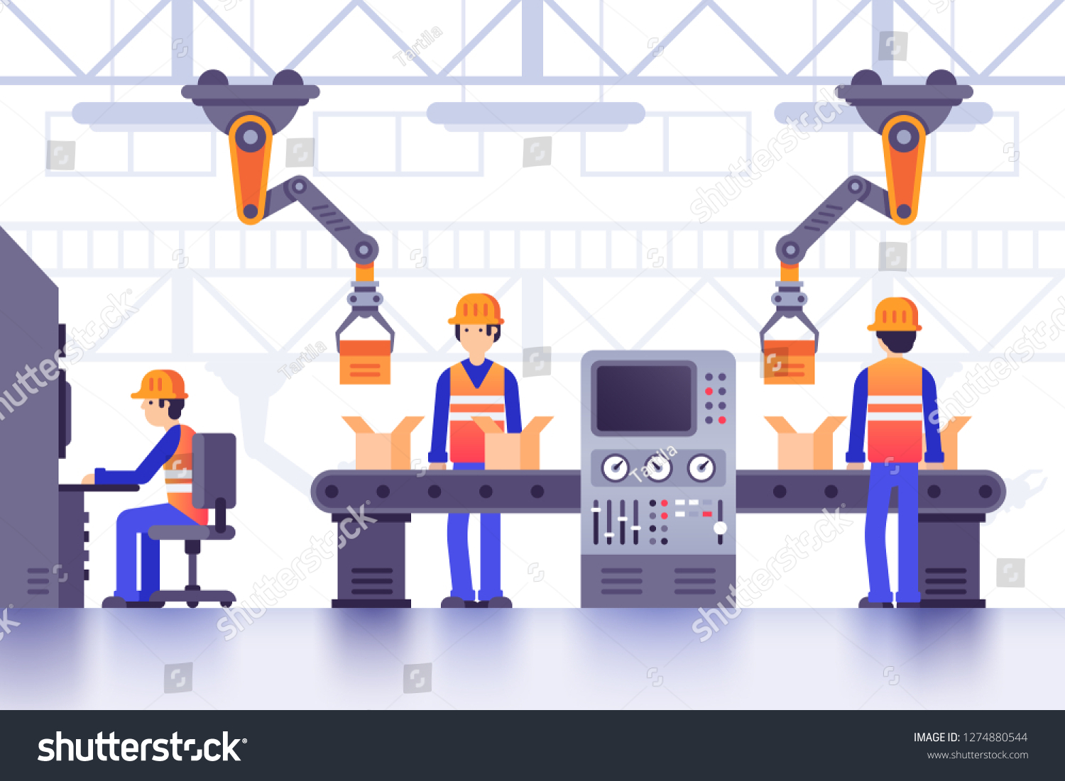 Smart Manufacture Factory Conveyor Modern Industrial Stock Vector ...