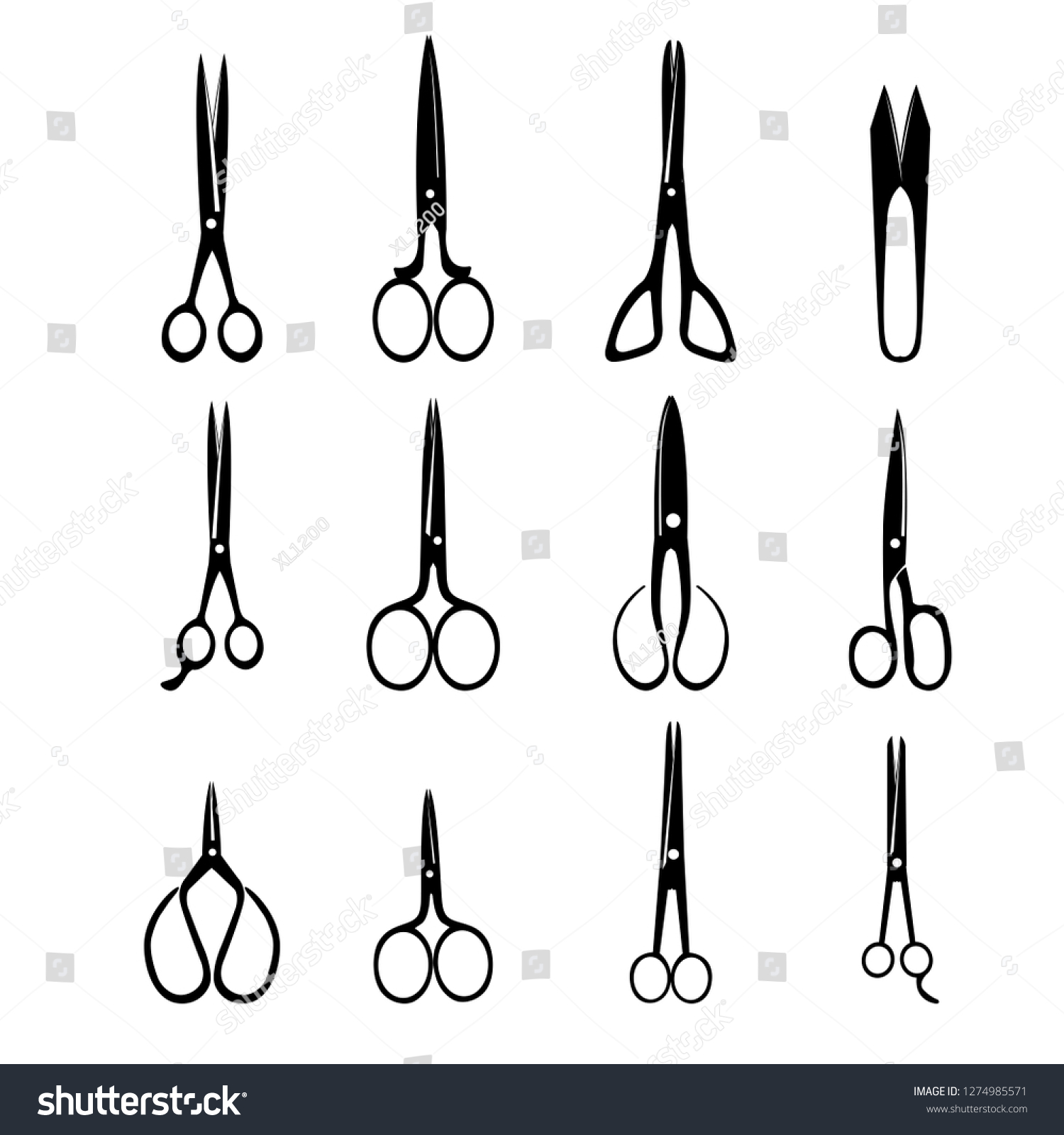 Scissors Set Silhouette On White Background Stock Vector (Royalty Free ...