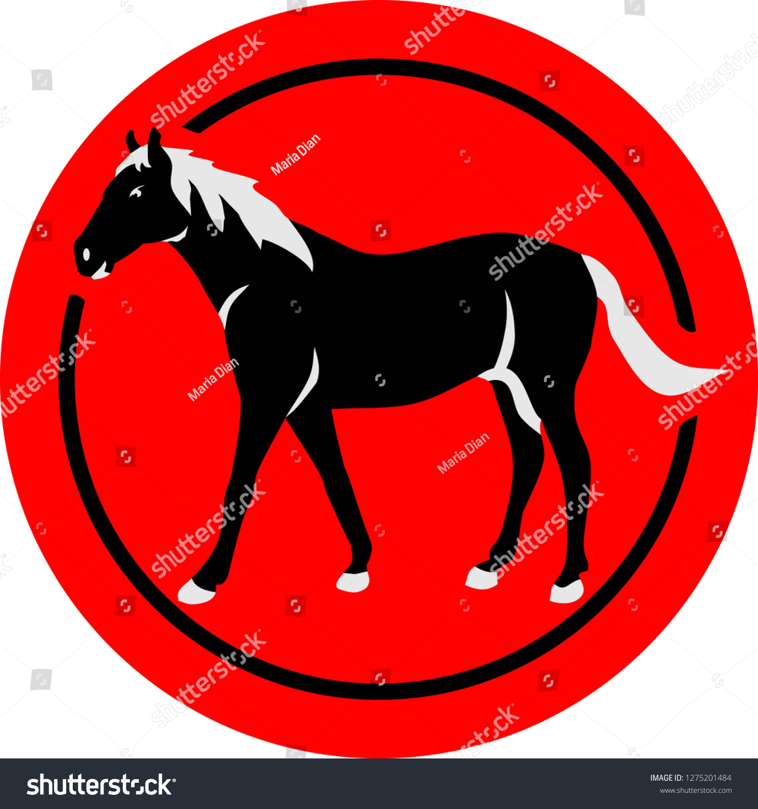 Horse Icon Chinese Zodiac Stock Vector (Royalty Free) 1275201484 ...