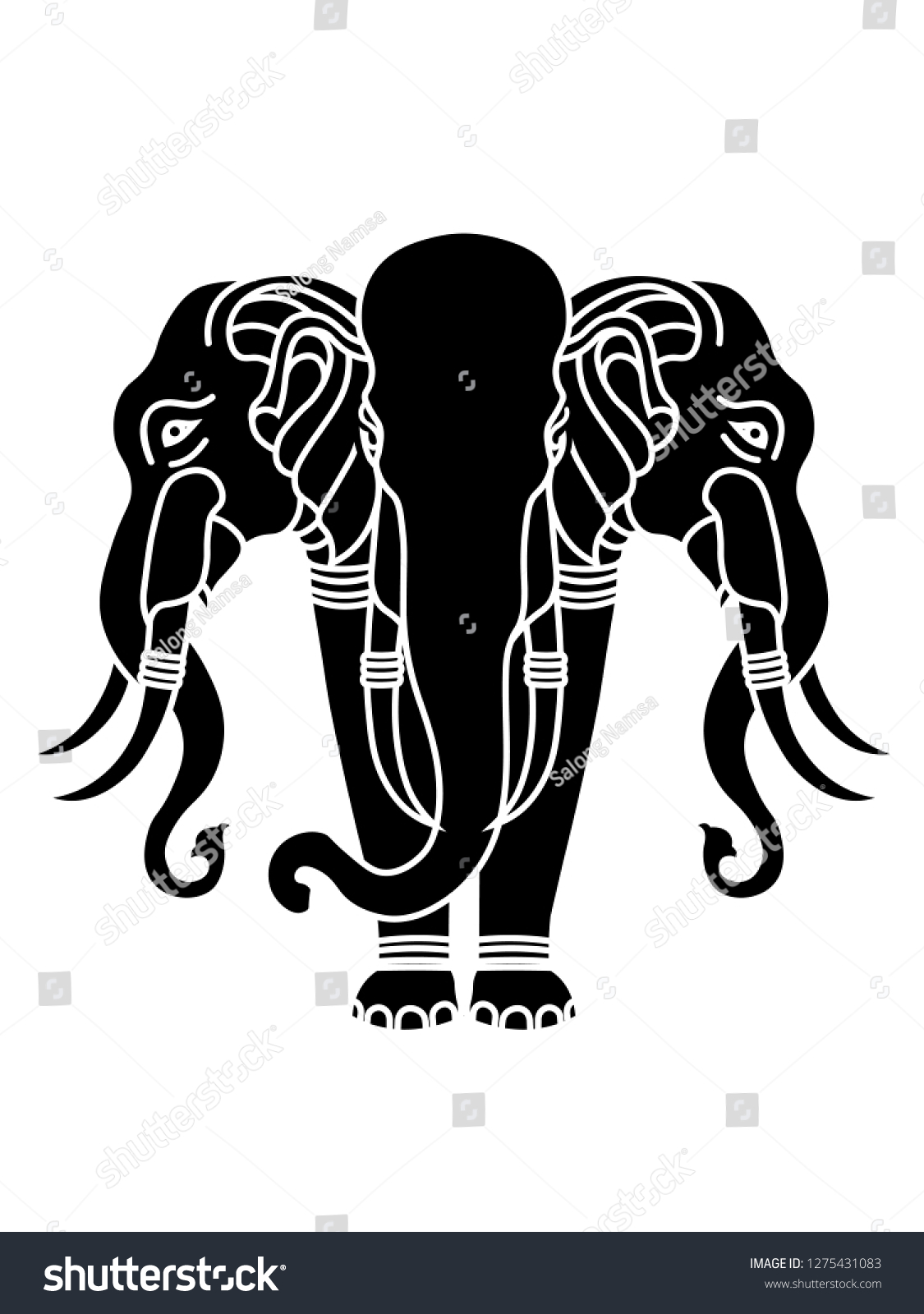 Lao Three Headed Elephant: vector de stock (libre de regalías ...