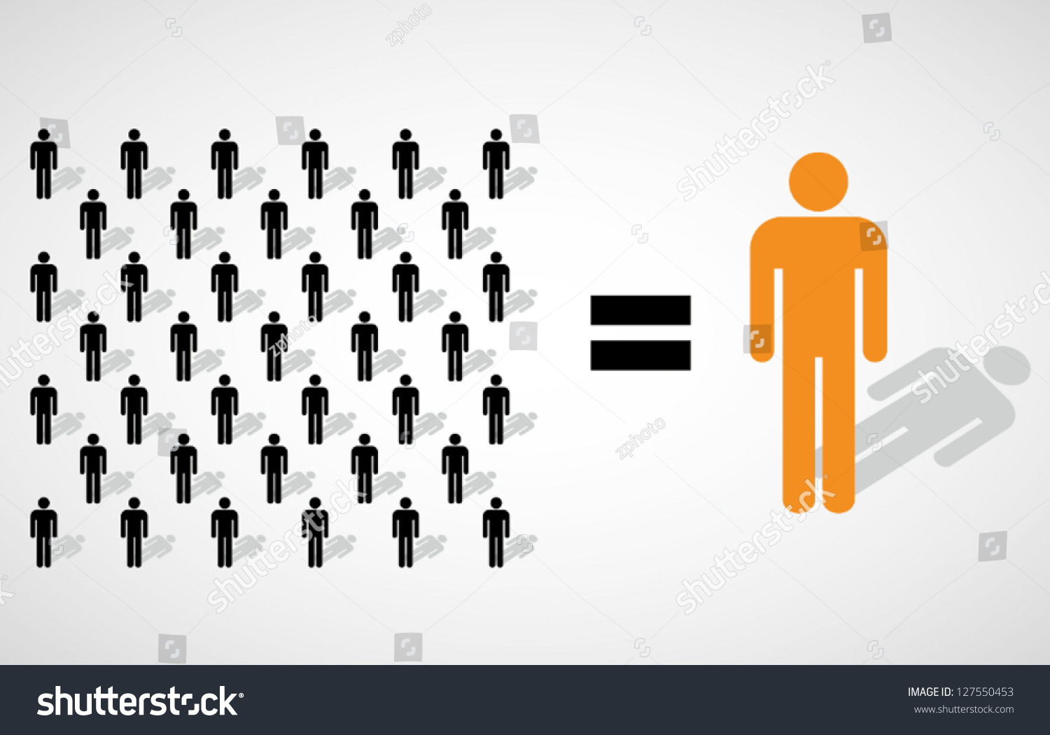 Many Small People Equal Big One Stock Vector Royalty Free 127550453