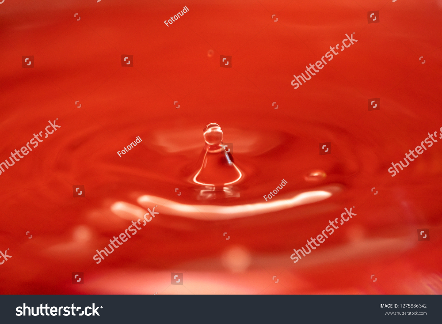 Photo Drop Water On Red Background Stock Photo 1275886642 | Shutterstock