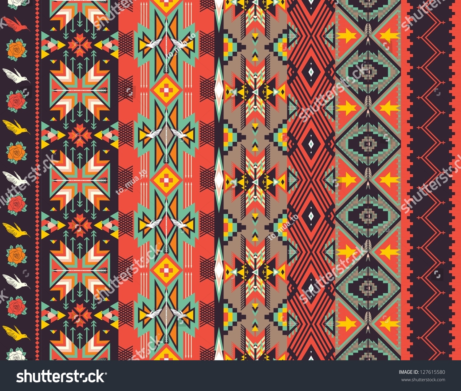 Aztecs Seamless Pattern On Hot Color Stock Vector (Royalty Free ...