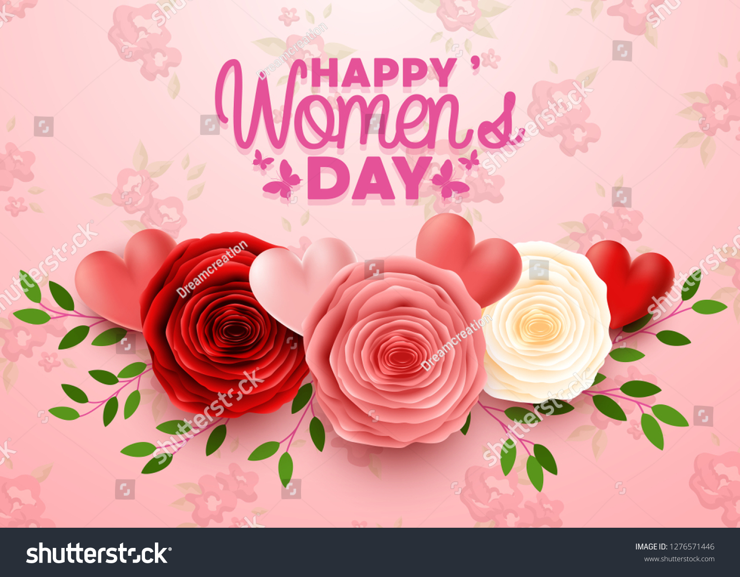 Happy International Womens Day Flowers Background Stock Vector Royalty Free 1276571446 2516