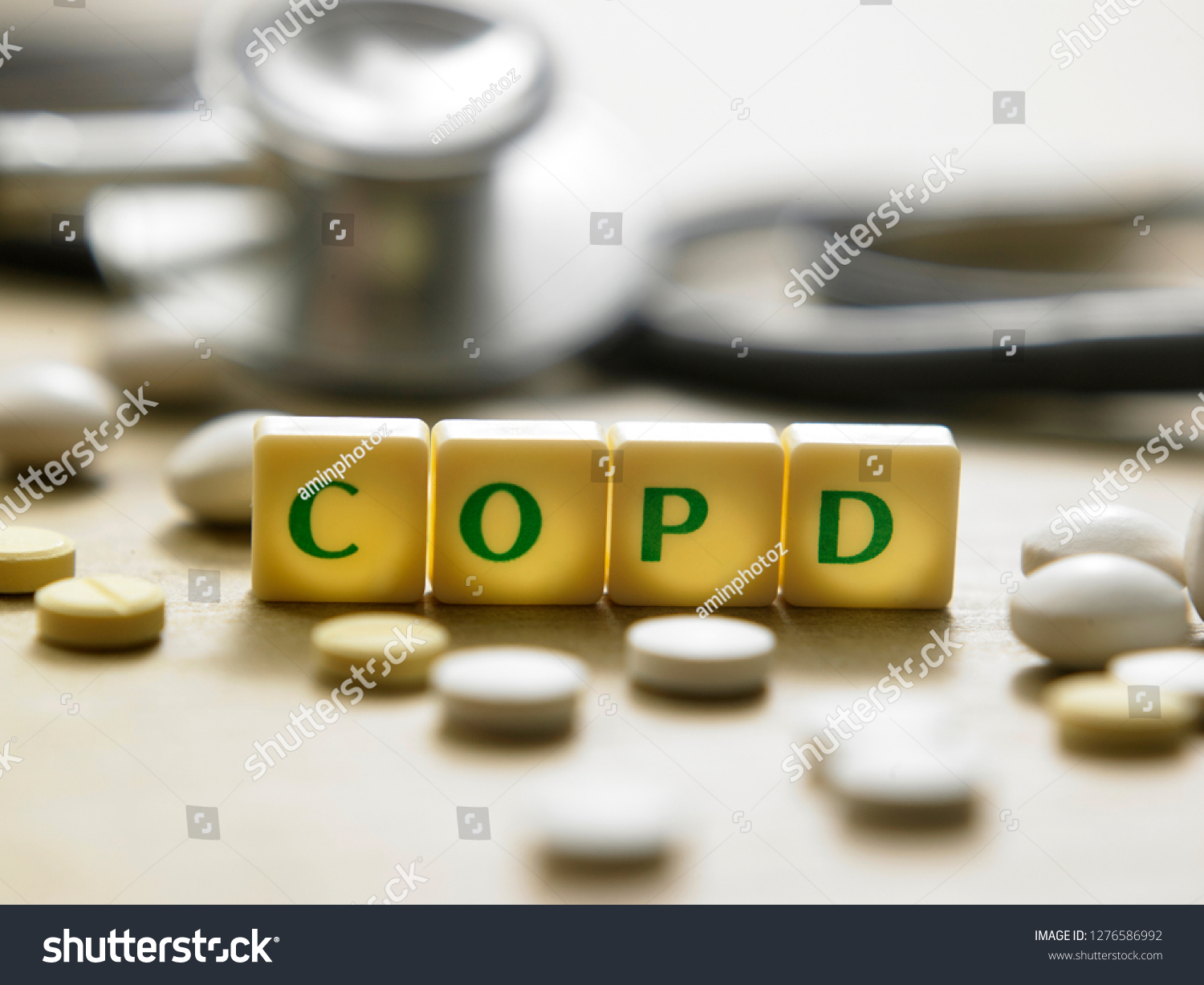 Wooden Block Form Word Copd Stethoscope Stock Photo 1276586992 ...