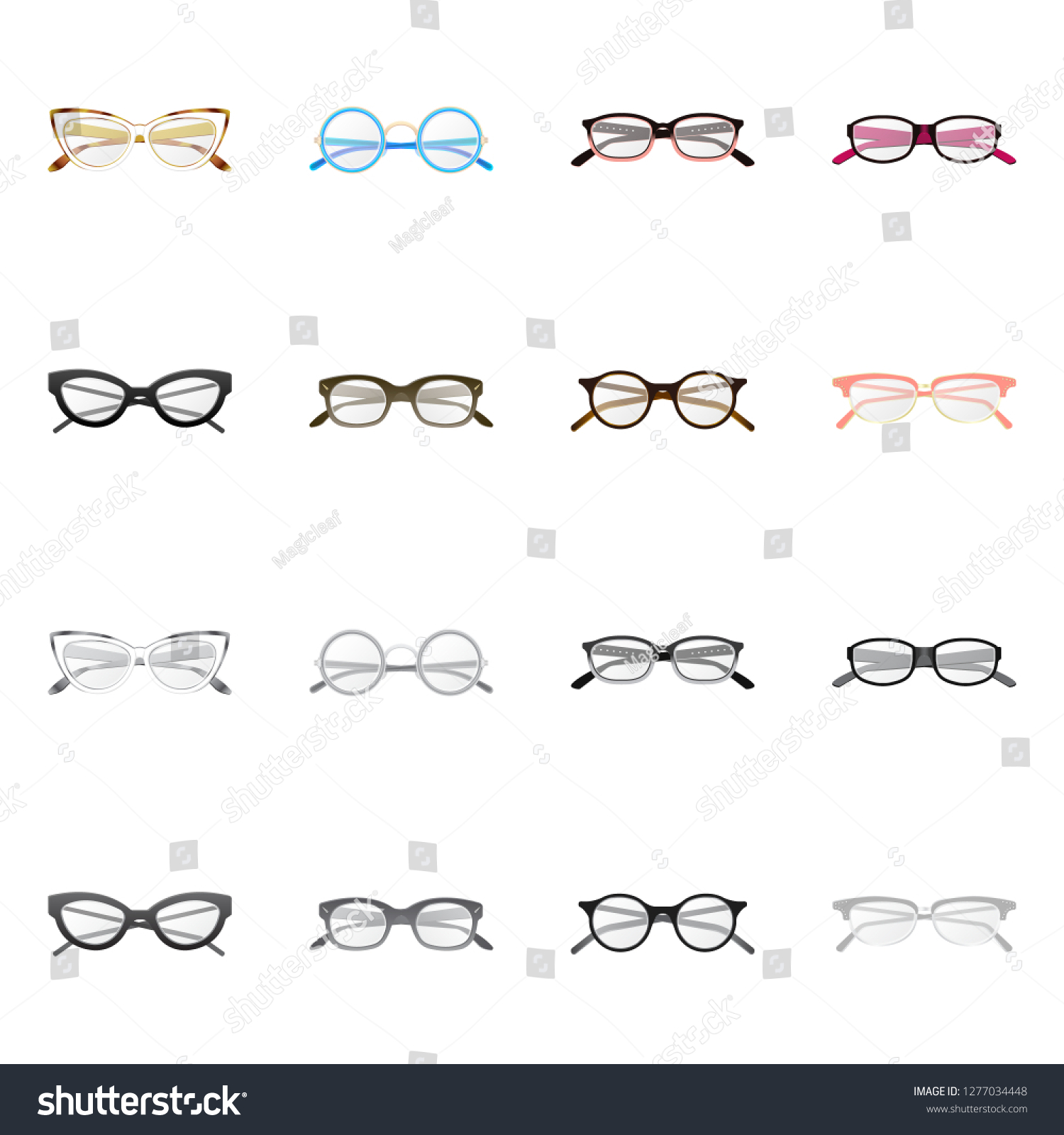 Bitmap Illustration Glasses Frame Icon Collection Stock Illustration ...