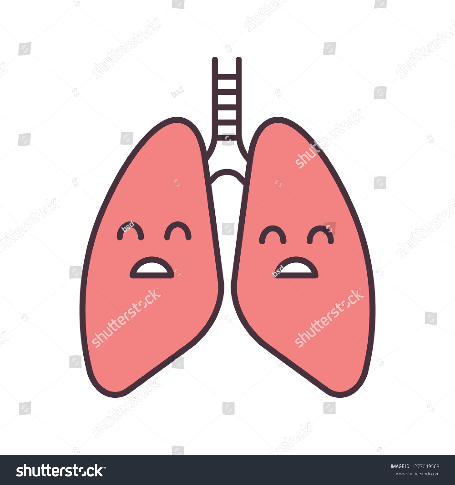 Sad Human Lungs Color Icon Respiratory Stock Vector (Royalty Free ...