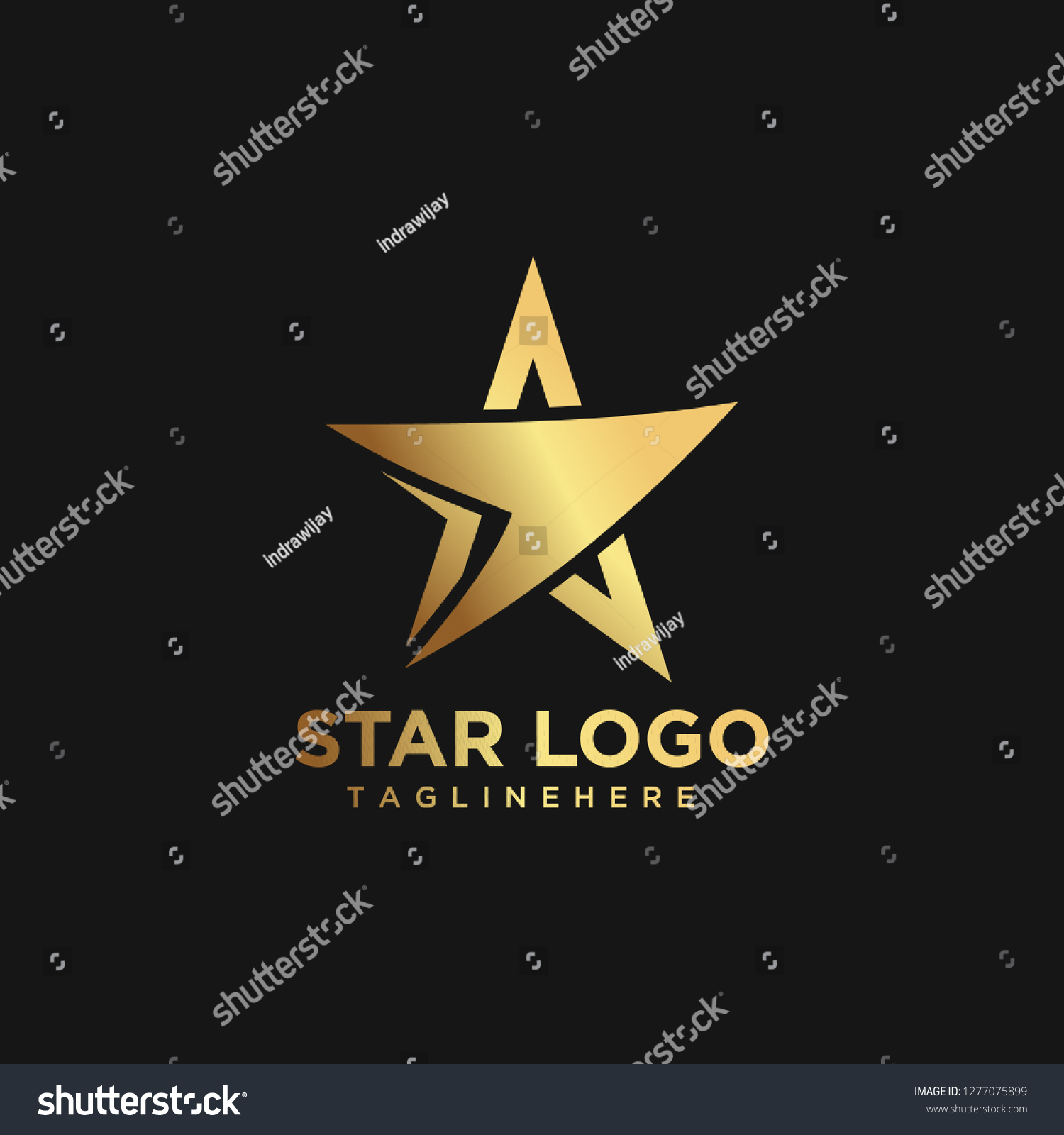 Gold Star Logo Elegant Style Black Stock Vector (Royalty Free ...