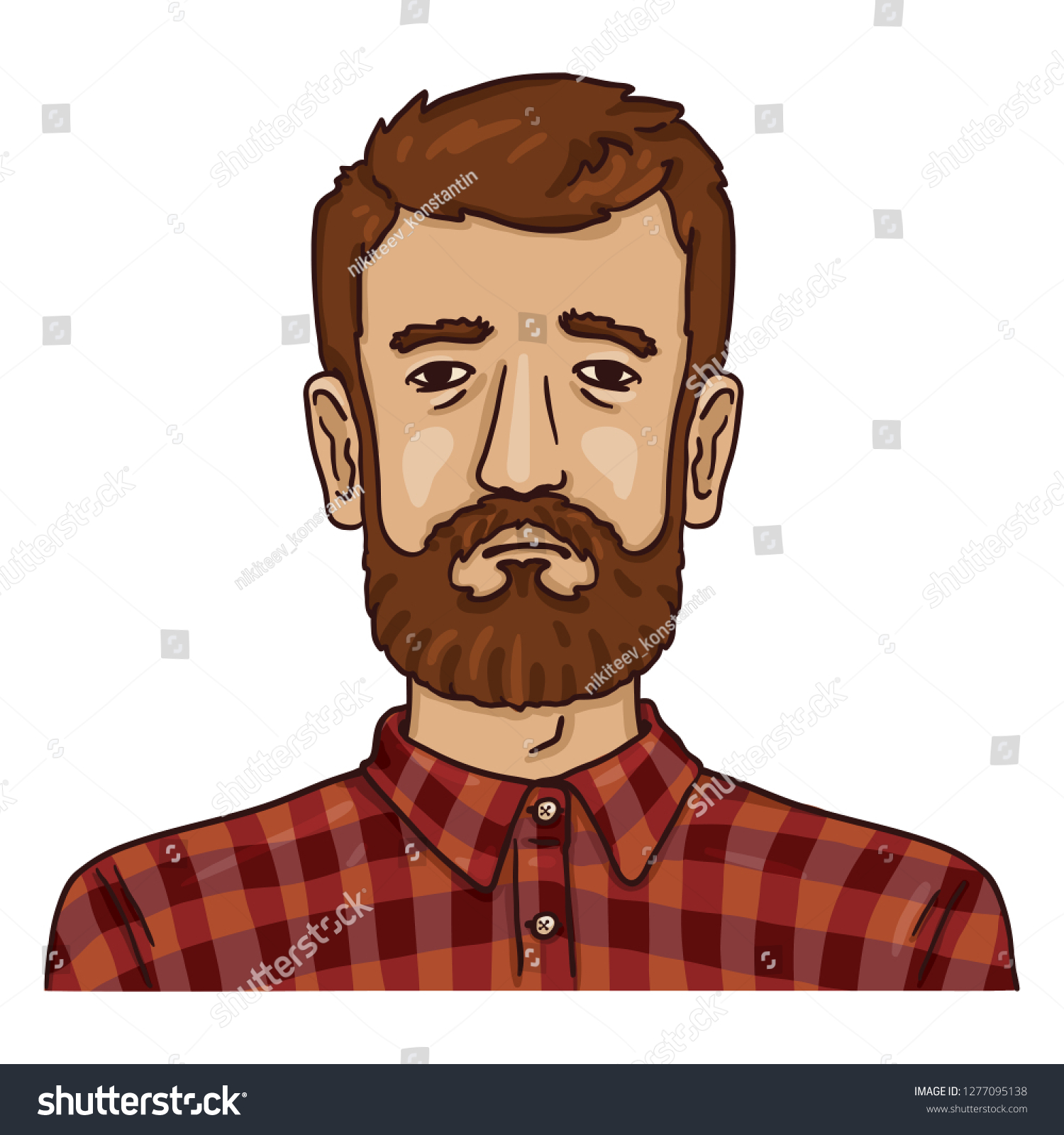 Vector Cartoon Business Avatar Bearded Man Stock Vector Royalty Free 1277095138 Shutterstock