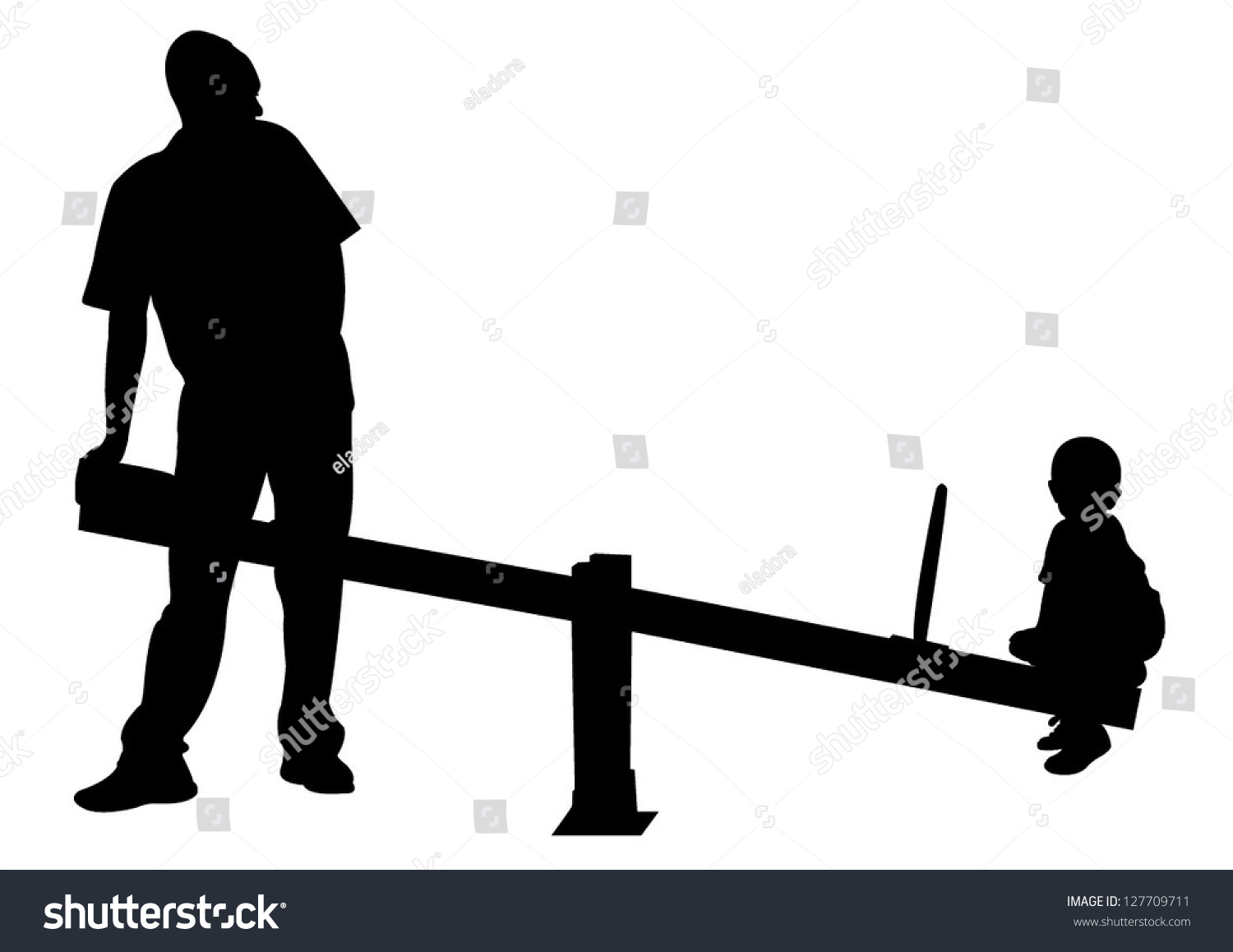 Father Boy Playing Seesaw Silhouette Vector Stock Vector (Royalty Free ...