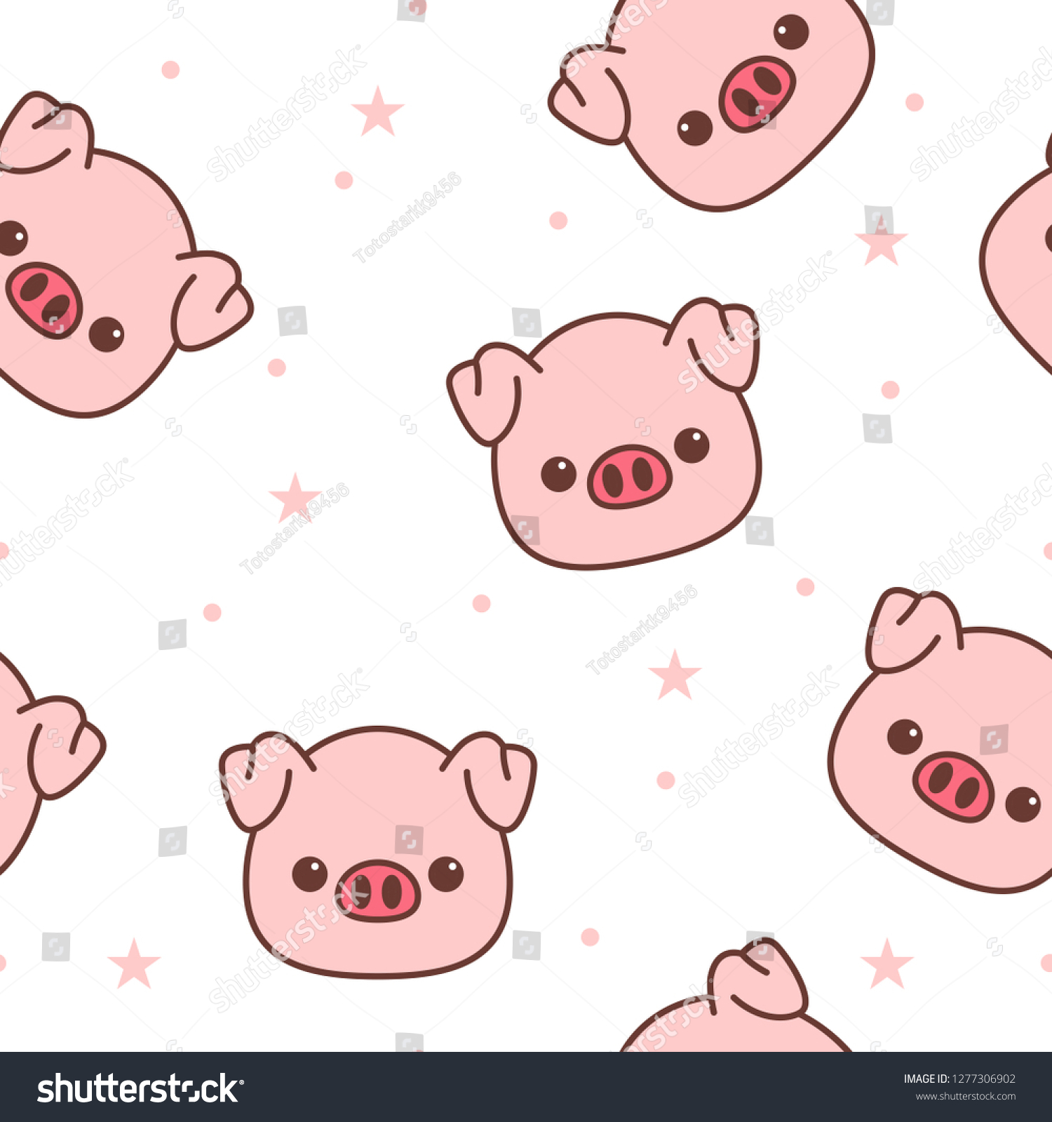 Pig Face Cartoon Seamless Pattern Vector Stock Vector (Royalty Free ...