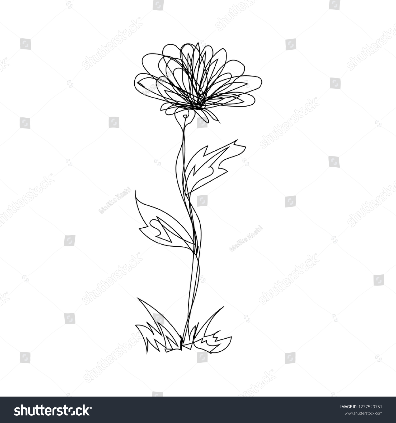 Single Line Art Messy Outline Flower Stock Vector (Royalty Free ...