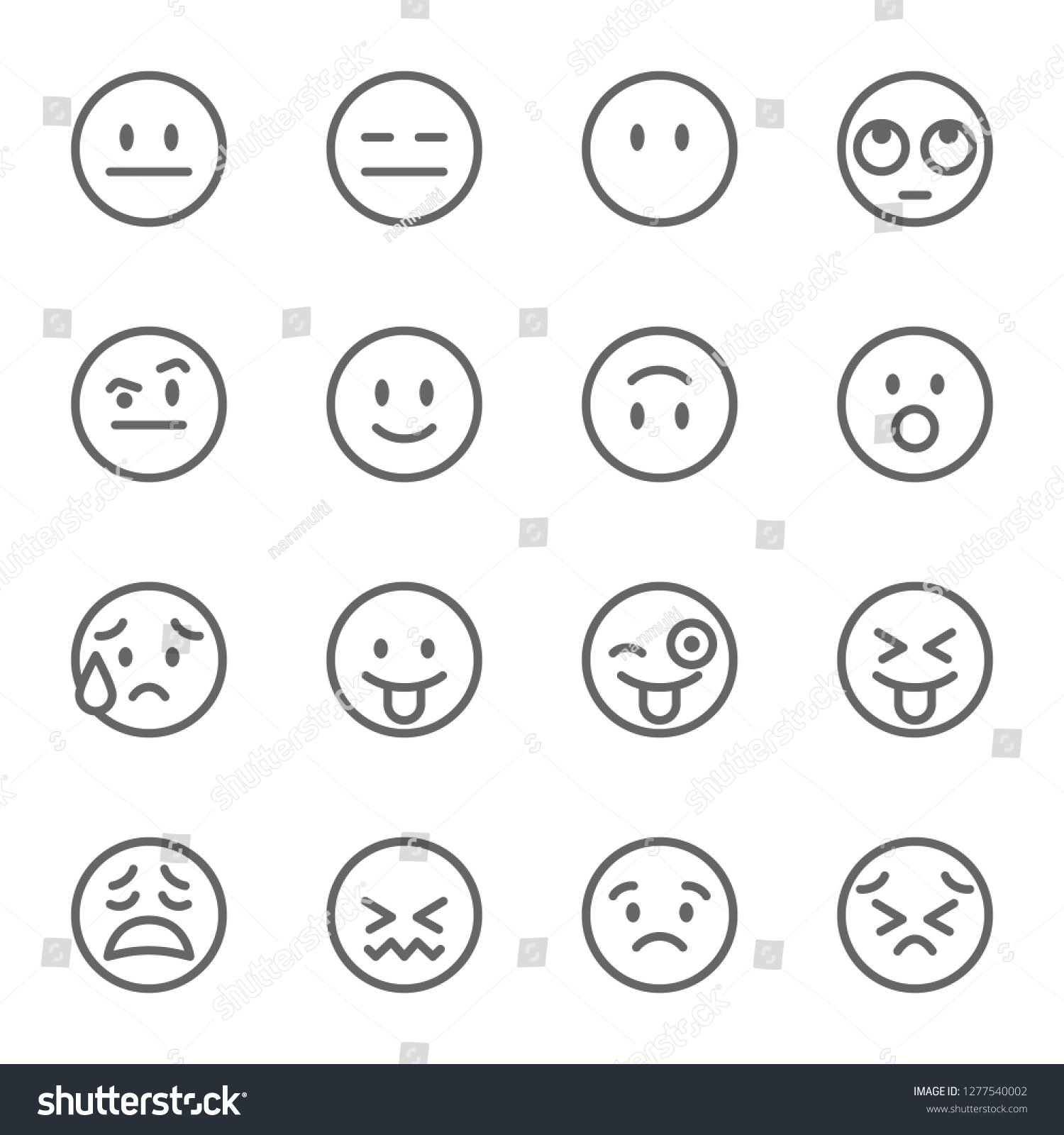 Emoji Avatar Face Vector Line Icon Stock Vector (Royalty Free ...