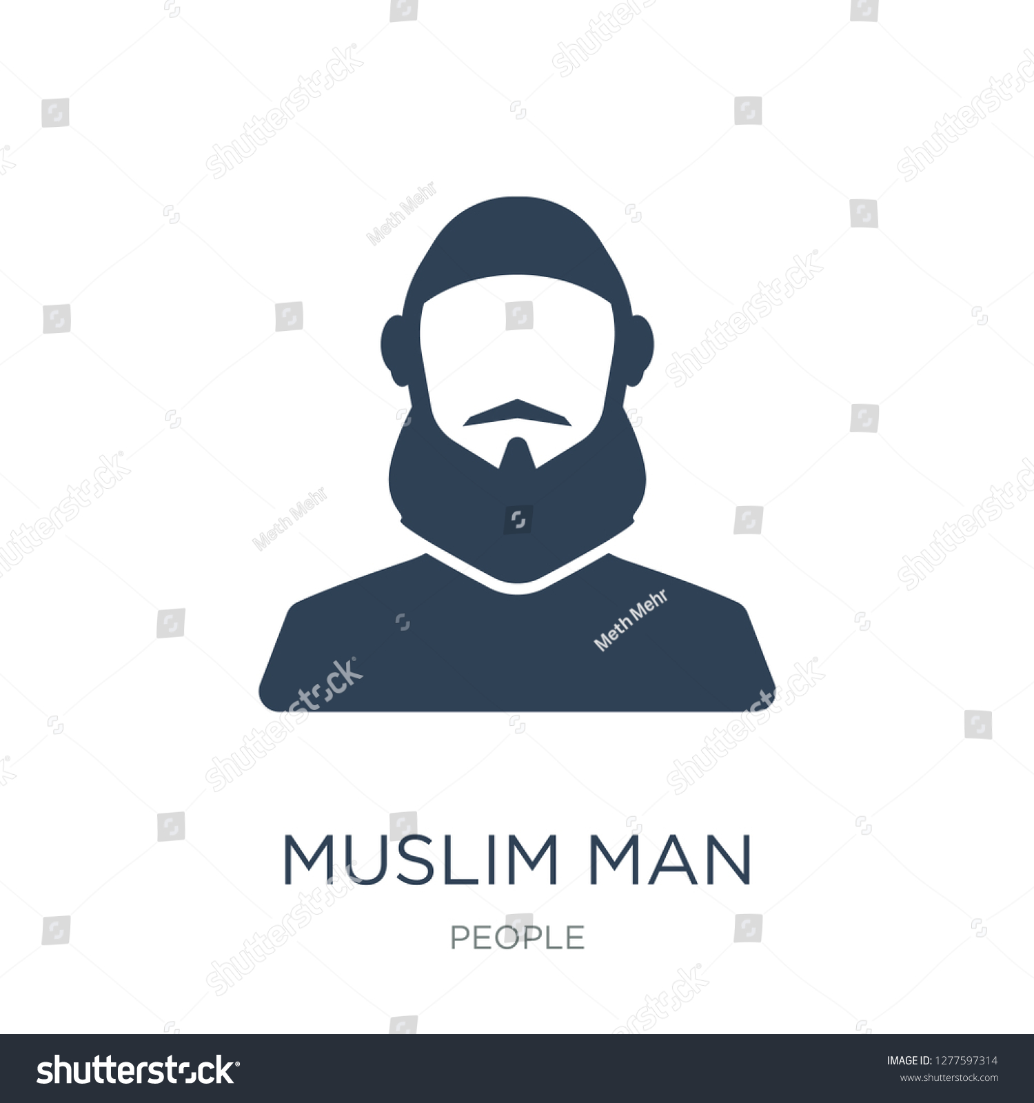 Muslim Man Icon Vector On White Stock Vector (Royalty Free) 1277597314 ...