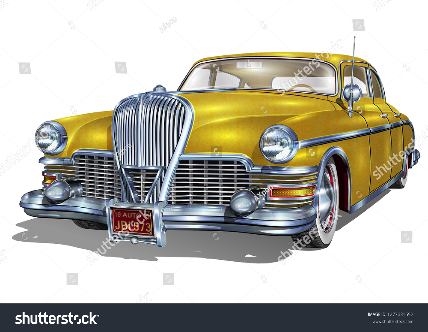 Retro Car Isolated On White Background Stock Vector (Royalty Free ...