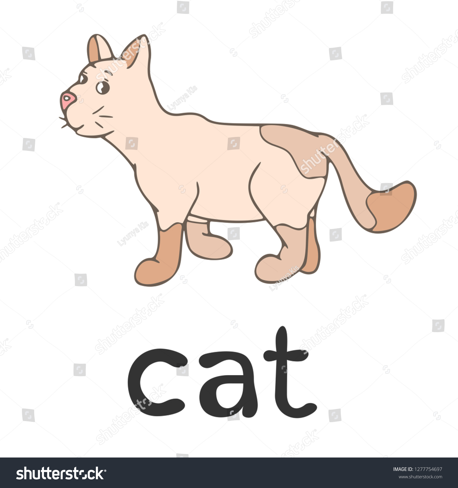 Childrens Word Card English Language Cat Stock Vector (Royalty Free